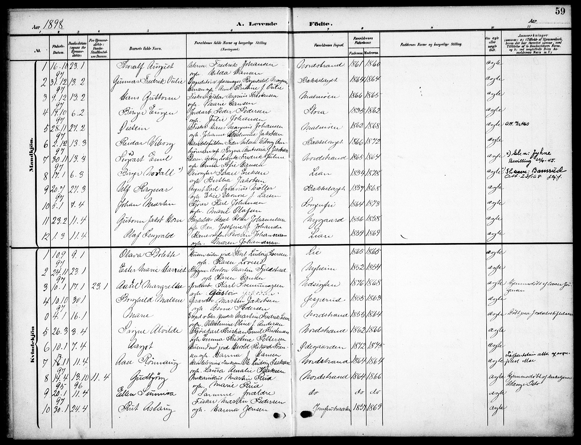 Nordstrand prestekontor Kirkebøker, SAO/A-10362a/F/Fa/L0000: Parish register (official) no. I 0, 1881-1900, p. 59