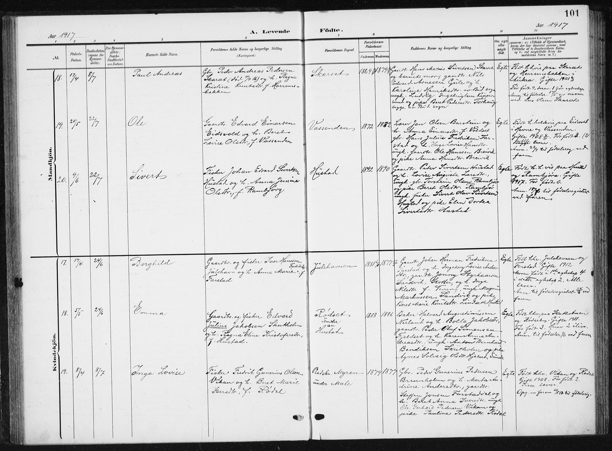 Ministerialprotokoller, klokkerbøker og fødselsregistre - Møre og Romsdal, AV/SAT-A-1454/567/L0784: Parish register (copy) no. 567C04, 1903-1938, p. 101