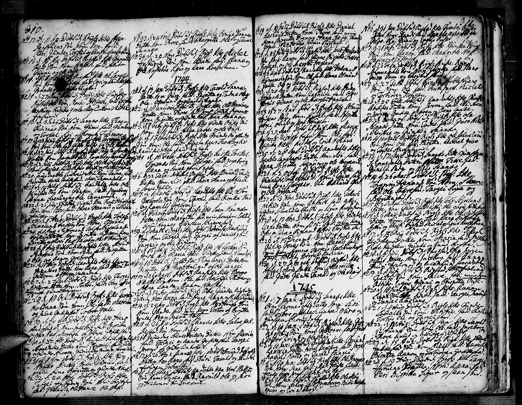 Bygland sokneprestkontor, AV/SAK-1111-0006/F/Fa/Fab/L0001: Parish register (official) no. A 1, 1725-1766, p. 310-311