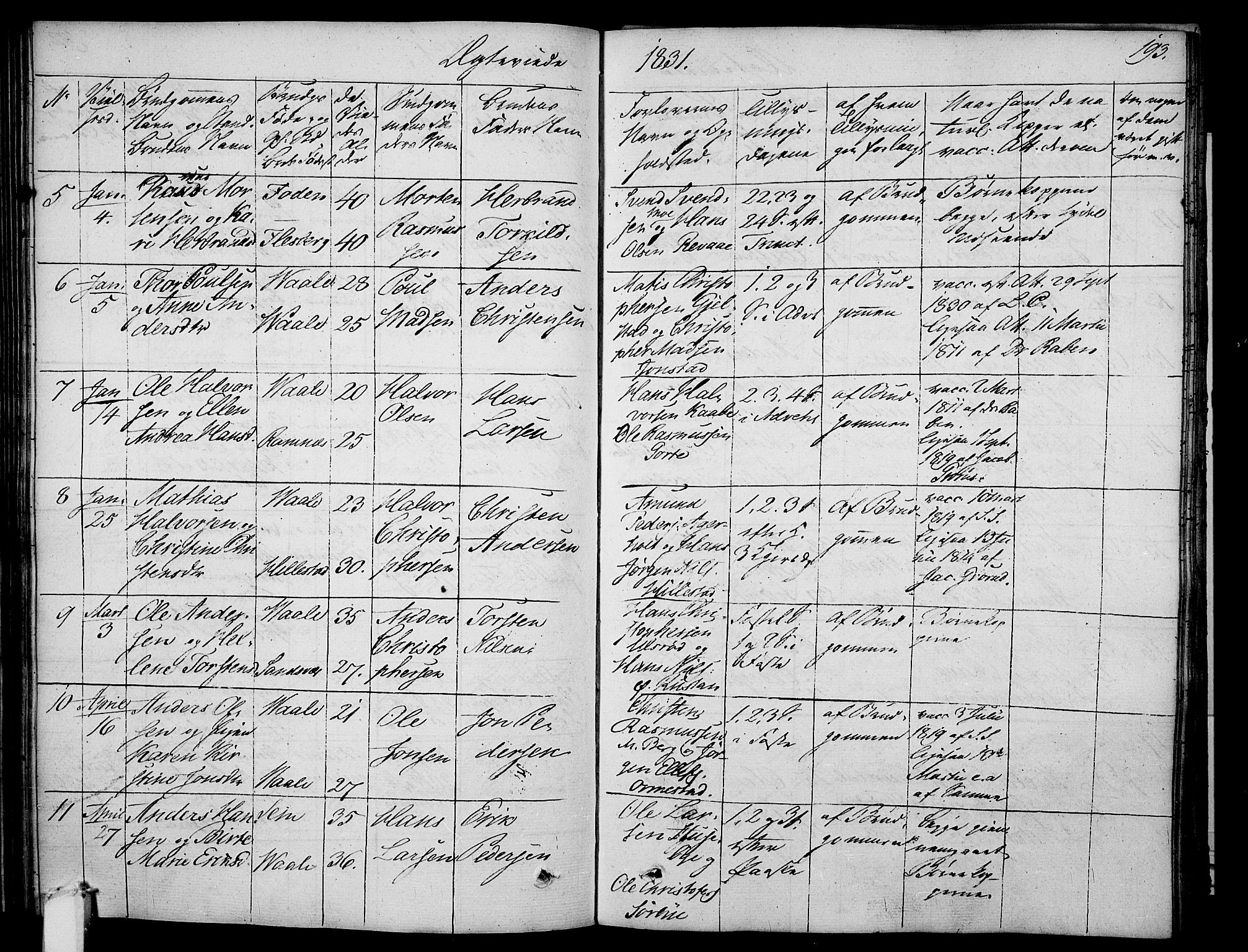 Våle kirkebøker, AV/SAKO-A-334/F/Fa/L0008: Parish register (official) no. I 8, 1824-1844, p. 193