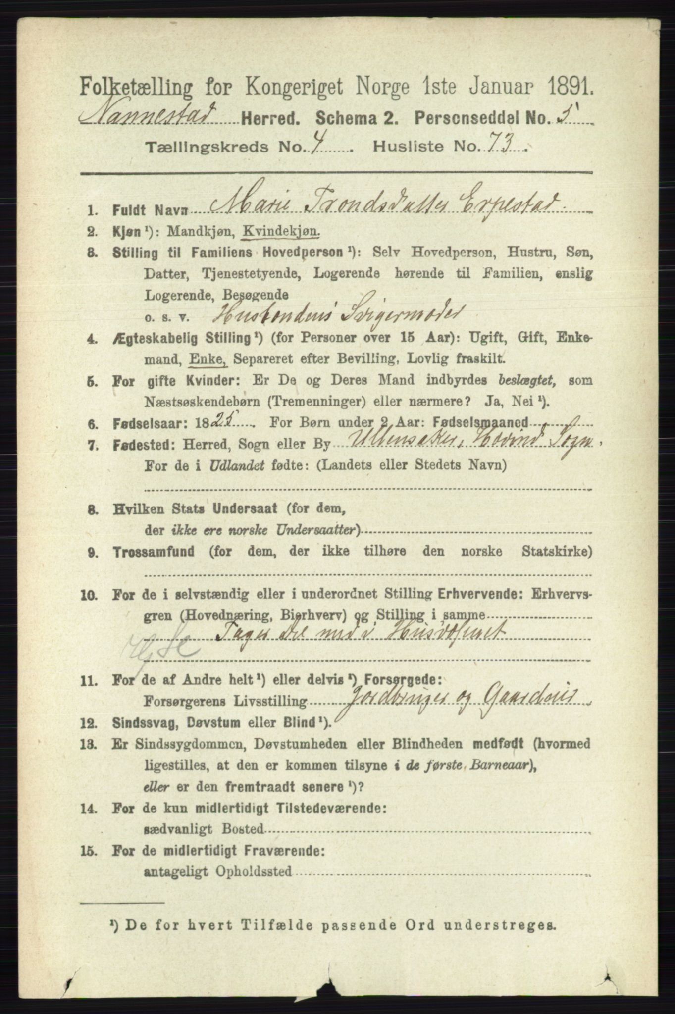 RA, 1891 census for 0238 Nannestad, 1891, p. 2503