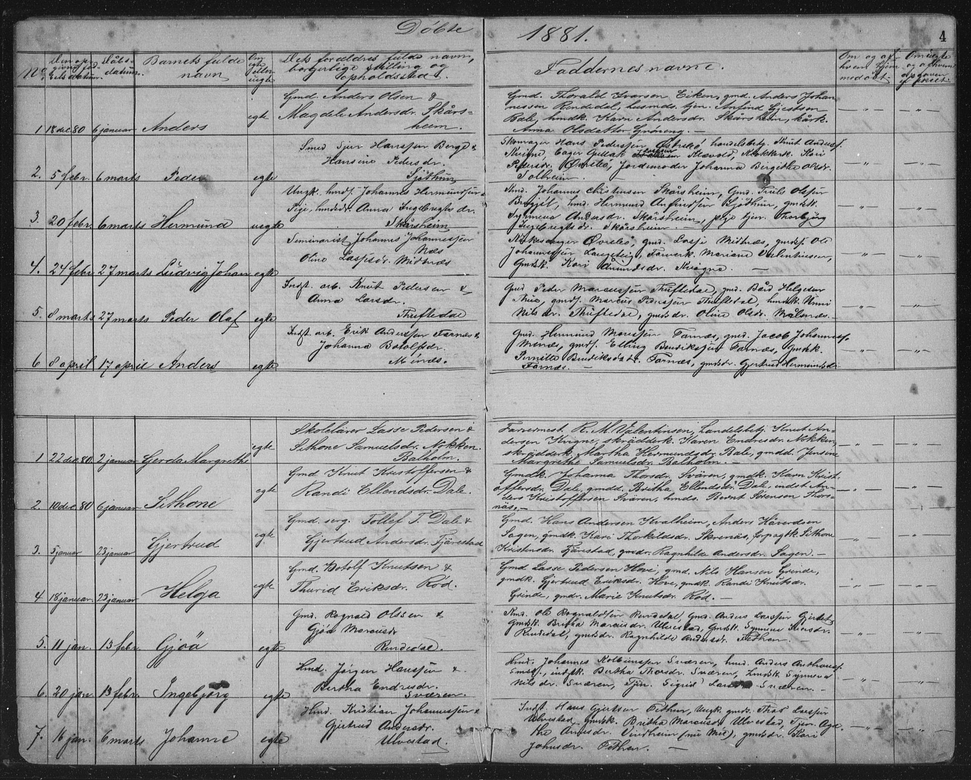 Balestrand sokneprestembete, SAB/A-79601/H/Hab/Haba/L0002: Parish register (copy) no. A 2, 1880-1919, p. 4