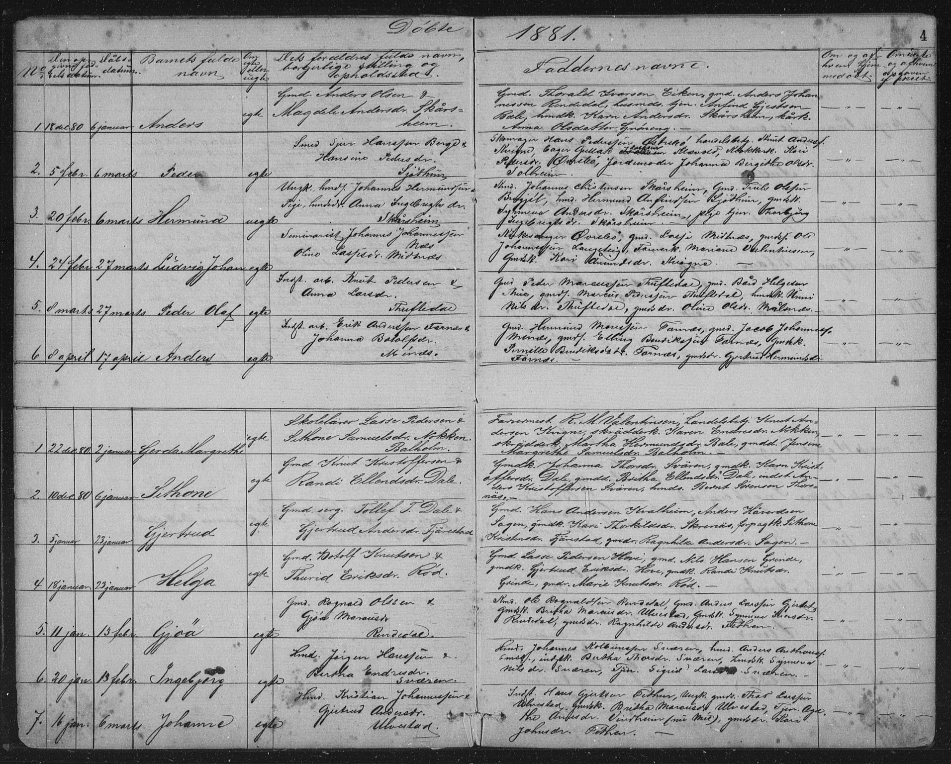 Balestrand sokneprestembete, AV/SAB-A-79601/H/Hab/Haba/L0002: Parish register (copy) no. A 2, 1880-1919, p. 4