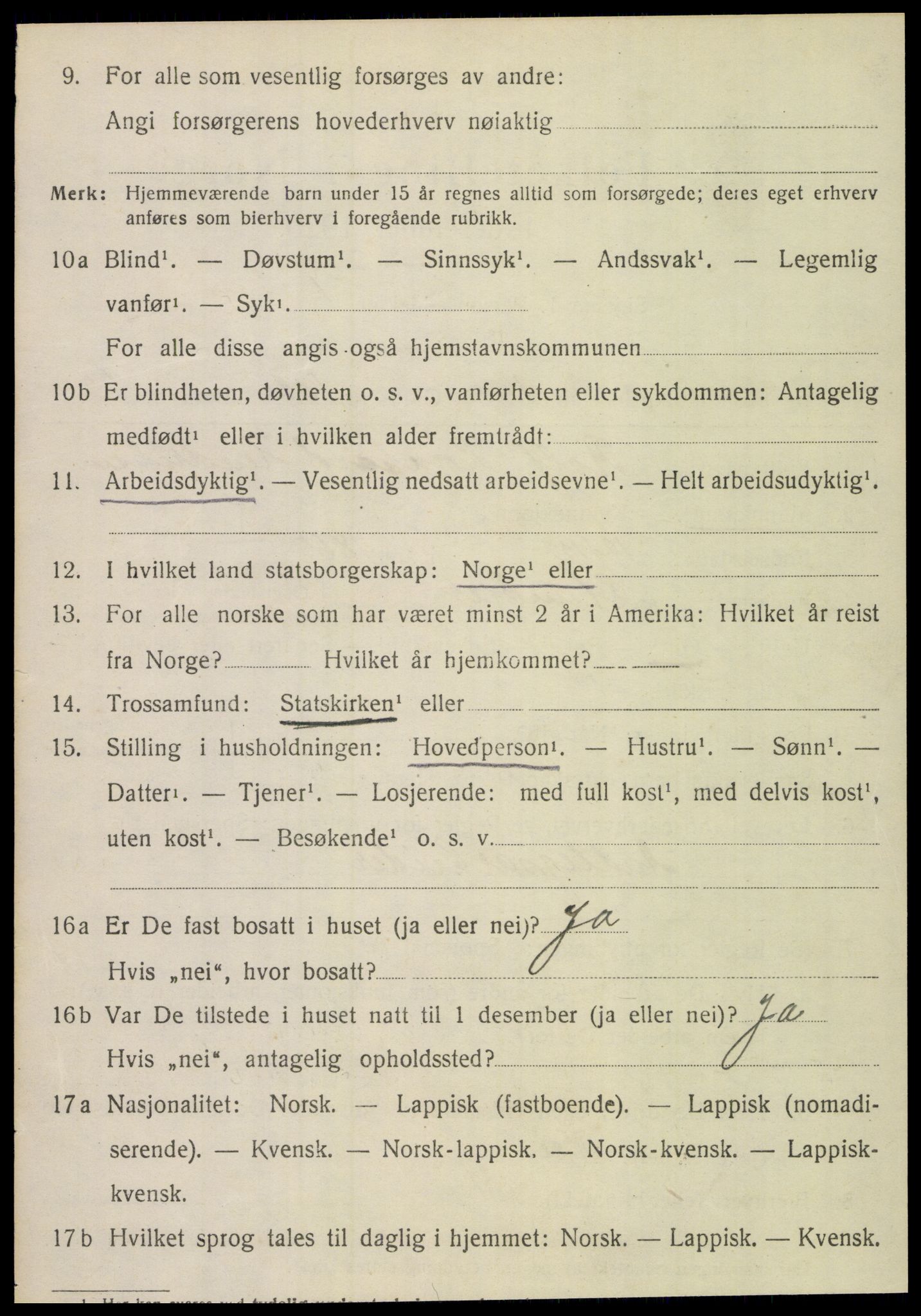 SAT, 1920 census for Fauske, 1920, p. 10439