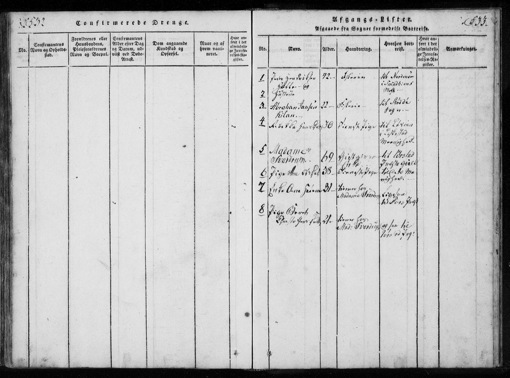 Ministerialprotokoller, klokkerbøker og fødselsregistre - Nordland, AV/SAT-A-1459/885/L1201: Parish register (official) no. 885A02, 1820-1837, p. 532-533