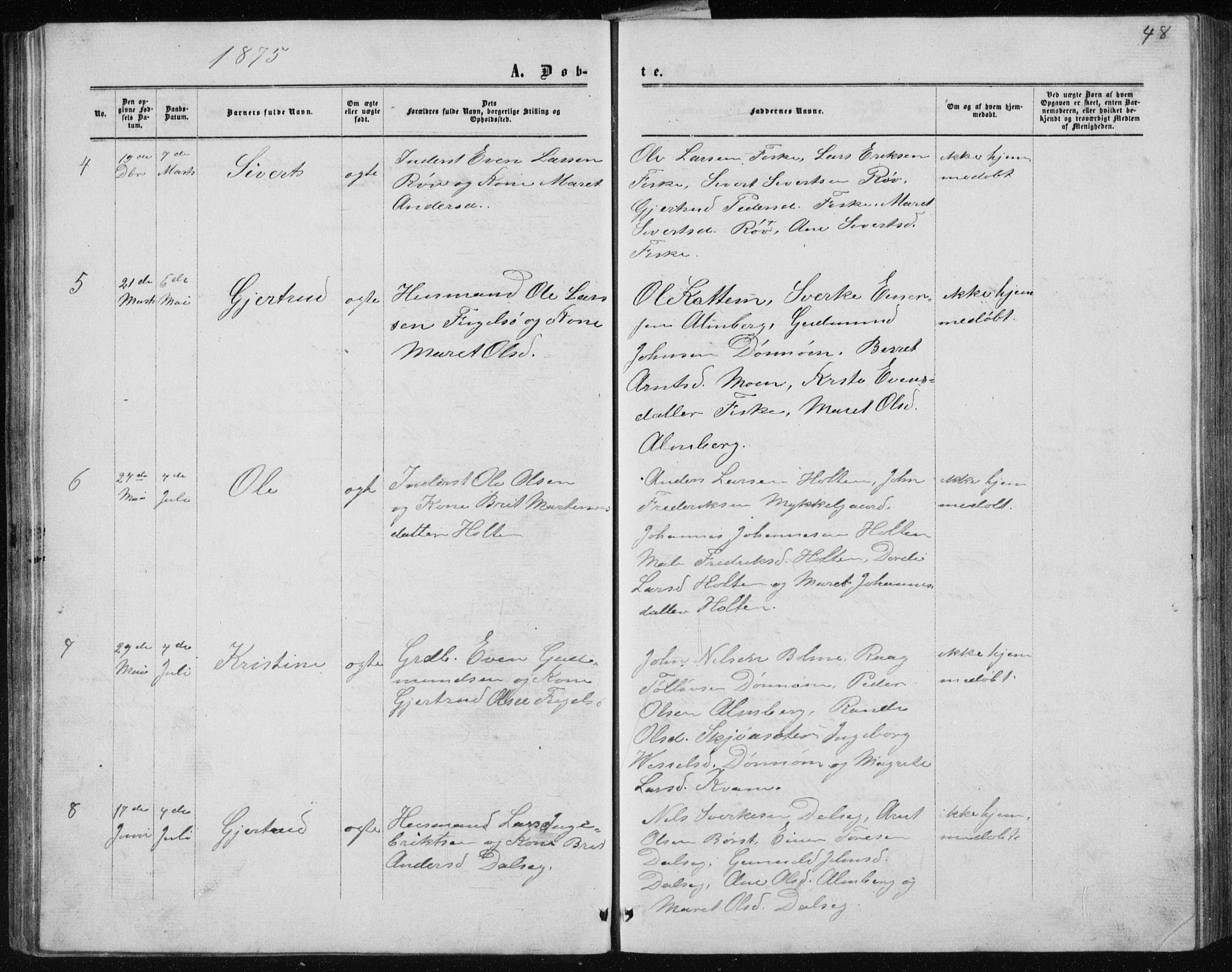 Ministerialprotokoller, klokkerbøker og fødselsregistre - Møre og Romsdal, AV/SAT-A-1454/597/L1064: Parish register (copy) no. 597C01, 1866-1898, p. 48