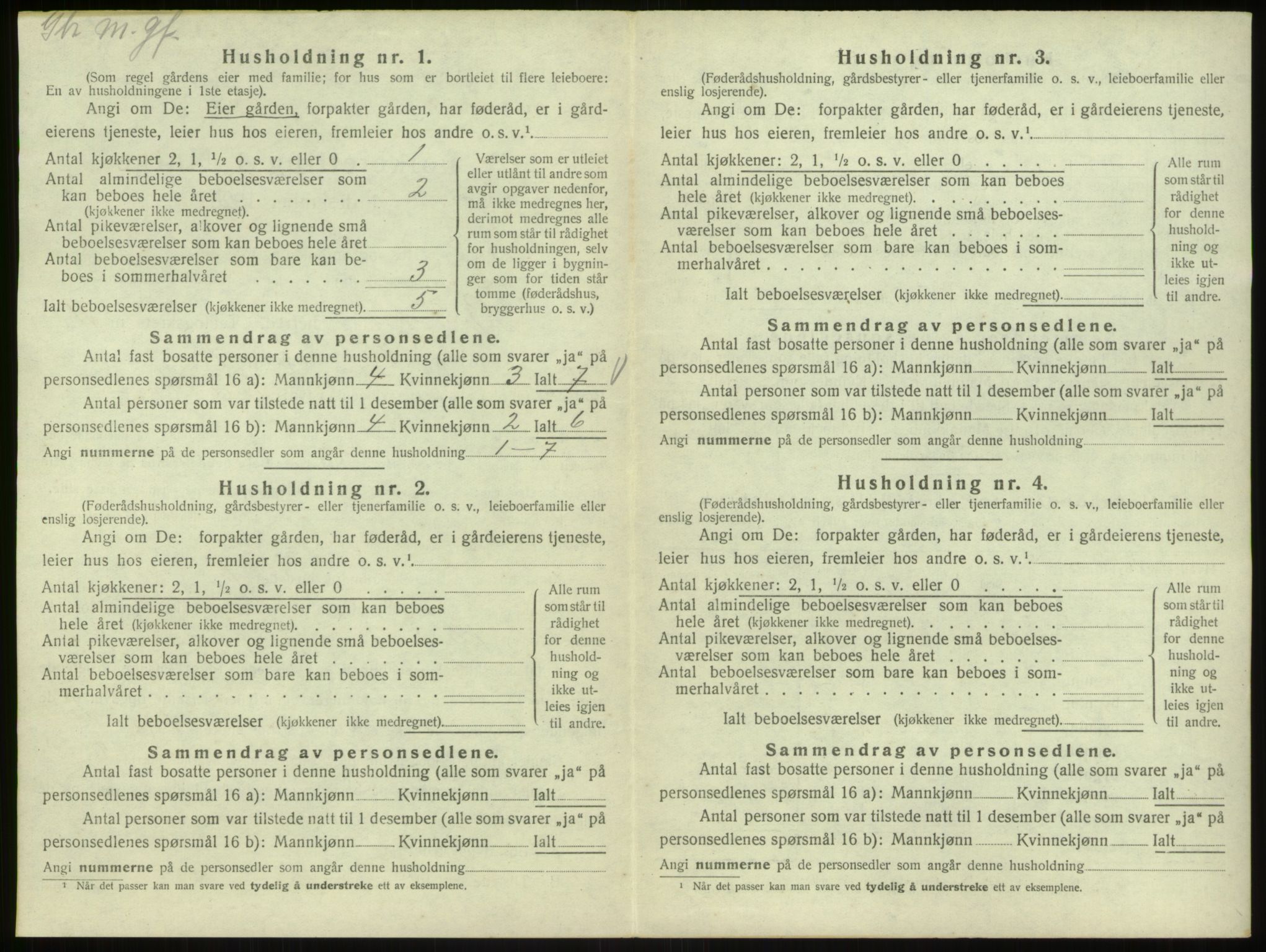 SAB, 1920 census for Bruvik, 1920, p. 832