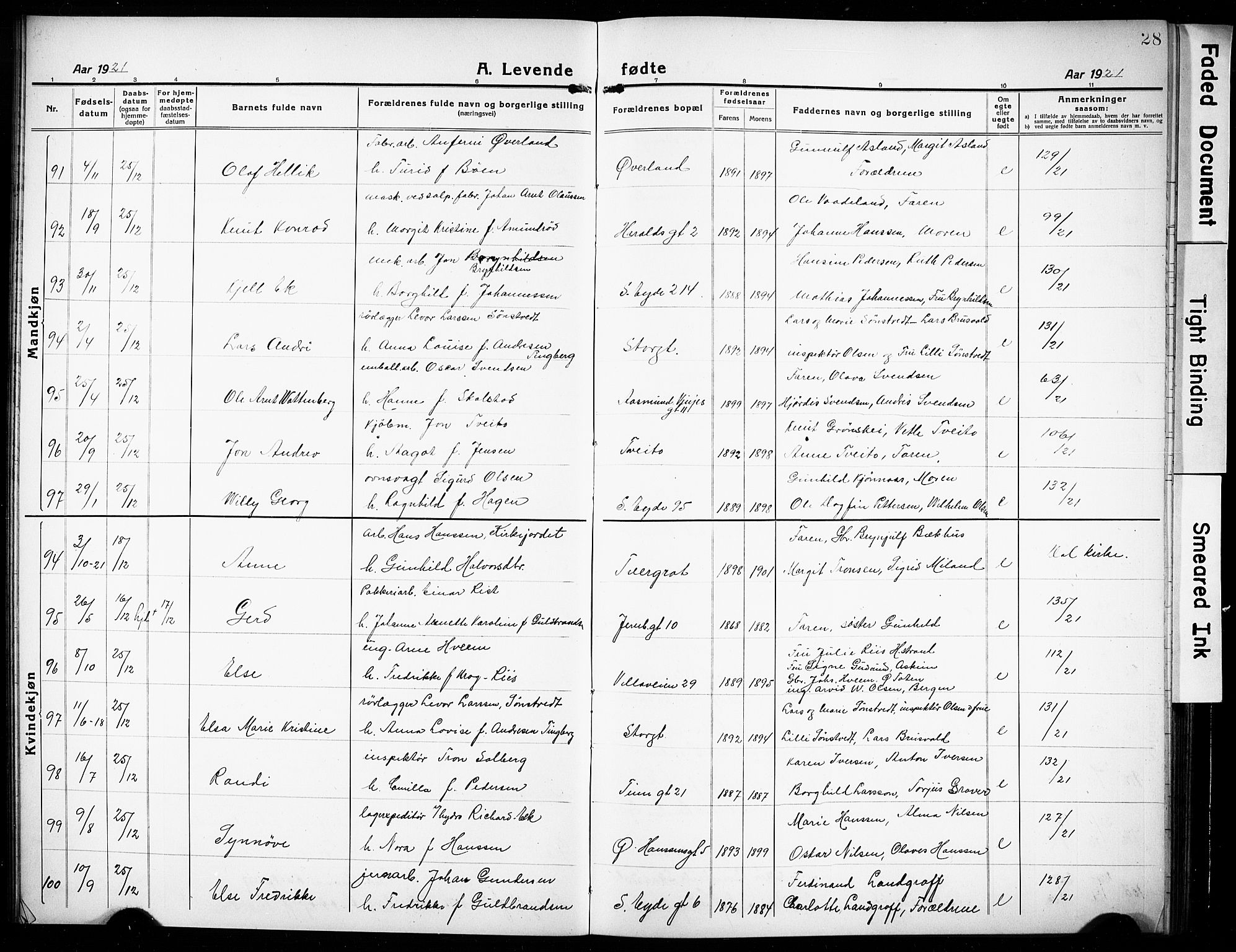 Rjukan kirkebøker, SAKO/A-294/G/Ga/L0003: Parish register (copy) no. 3, 1920-1928, p. 28