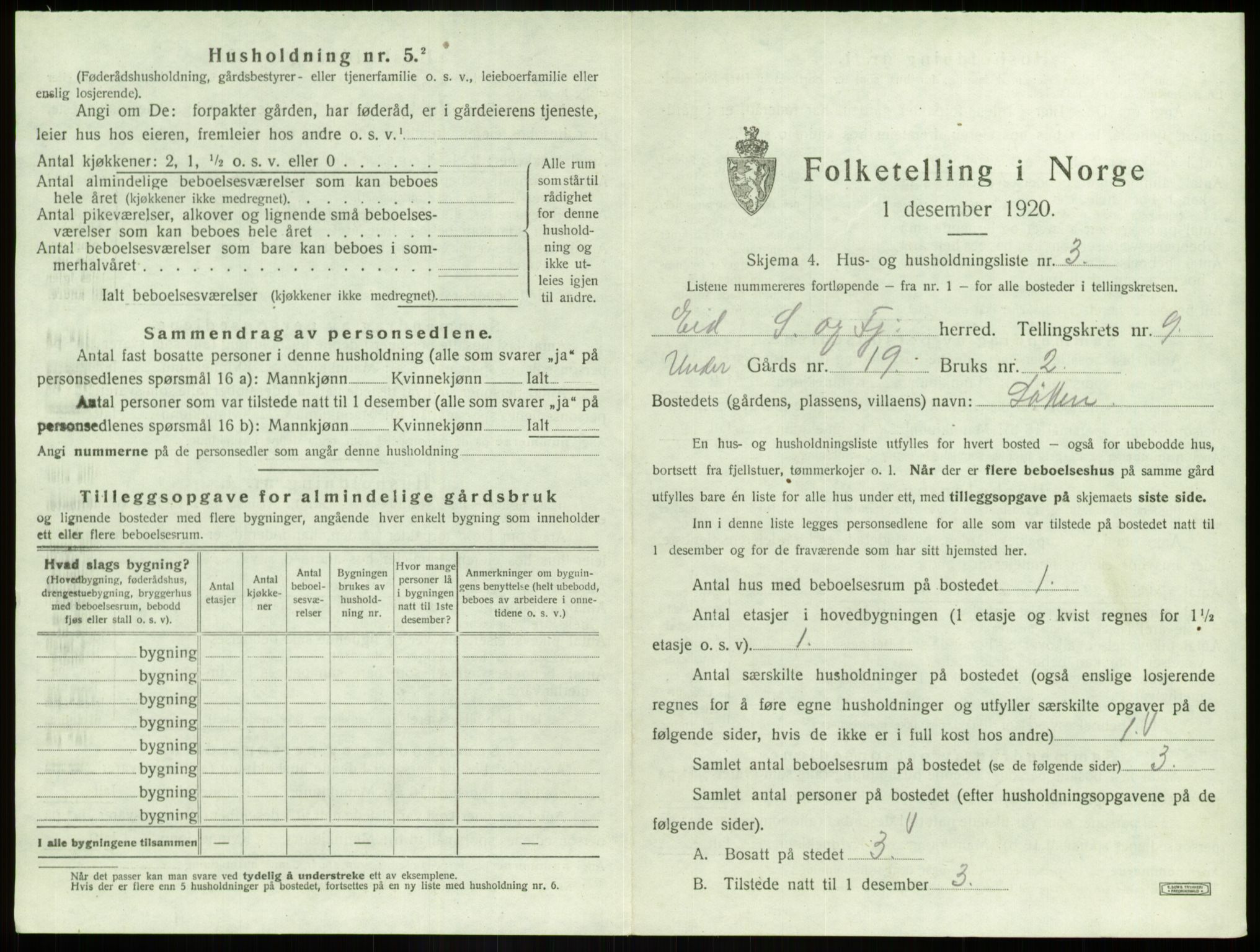 SAB, 1920 census for Eid, 1920, p. 529