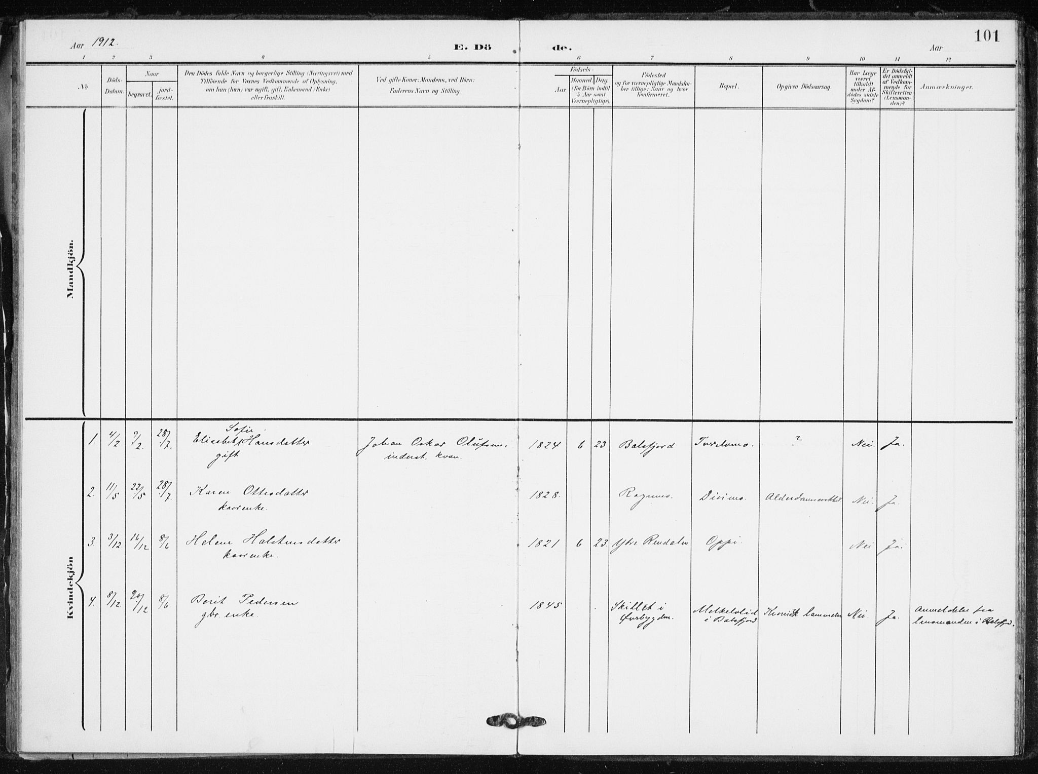 Målselv sokneprestembete, SATØ/S-1311/G/Ga/Gaa/L0012kirke: Parish register (official) no. 12, 1903-1920, p. 101