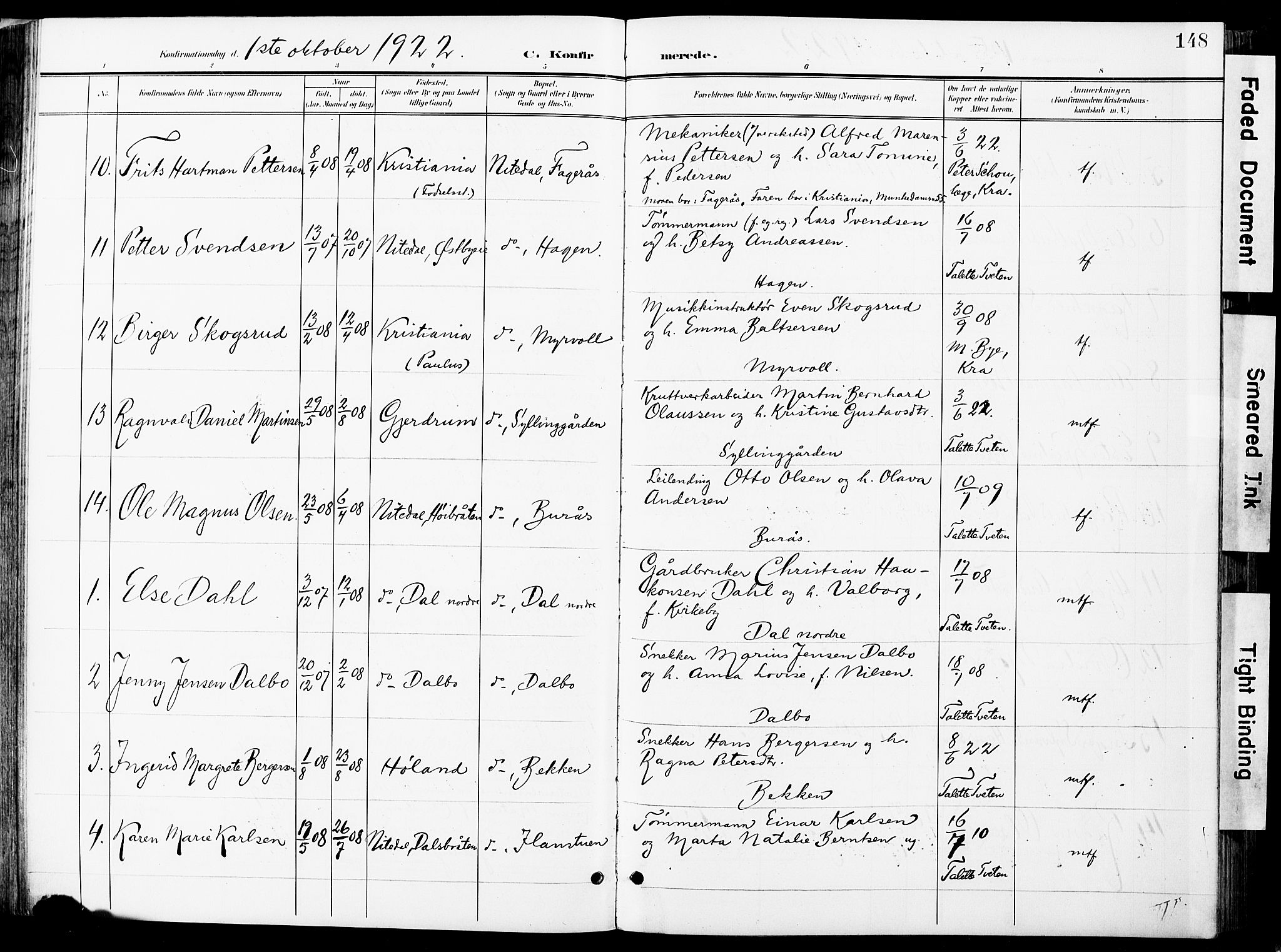 Nittedal prestekontor Kirkebøker, AV/SAO-A-10365a/F/Fa/L0008: Parish register (official) no. I 8, 1902-1926, p. 148