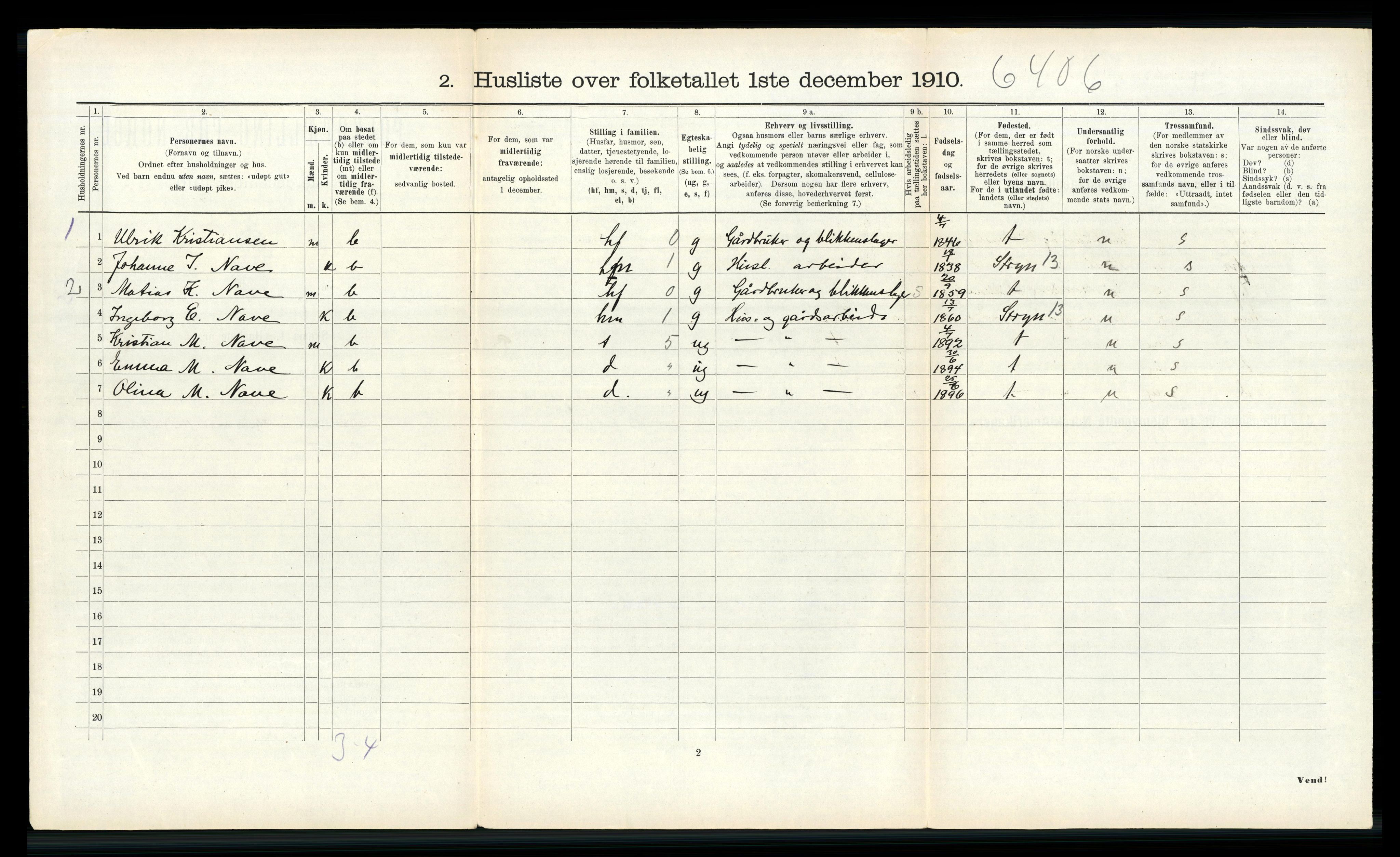 RA, 1910 census for Davik, 1910, p. 1055