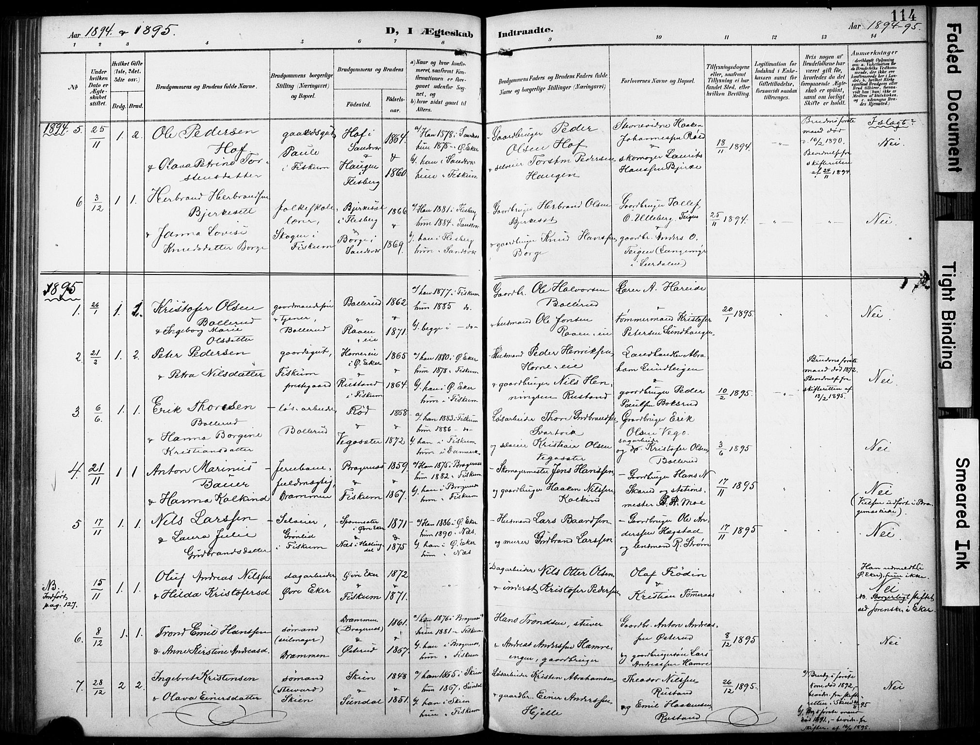 Fiskum kirkebøker, SAKO/A-15/F/Fa/L0003: Parish register (official) no. 3, 1890-1905, p. 114