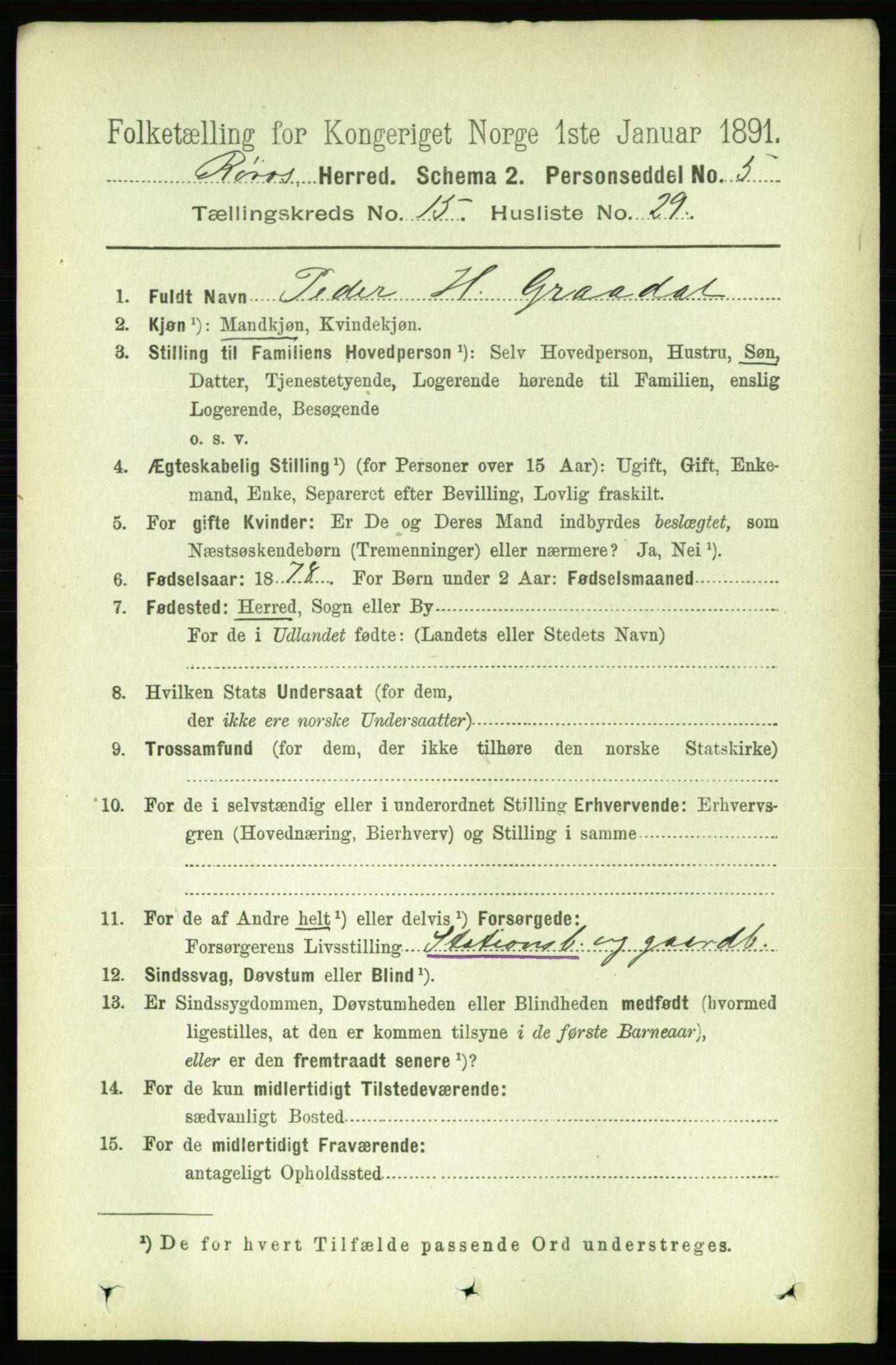 RA, 1891 census for 1640 Røros, 1891, p. 3526