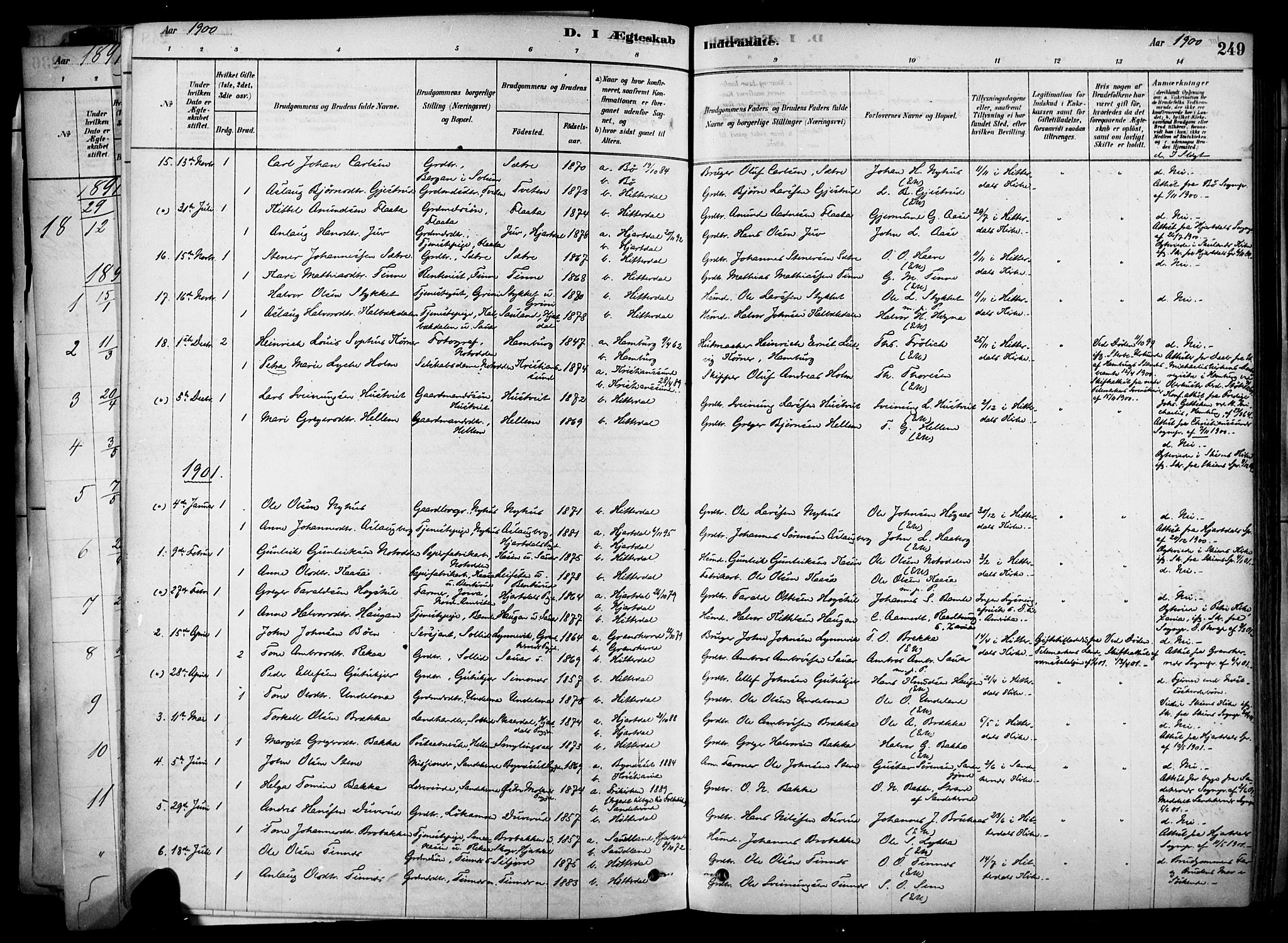 Heddal kirkebøker, SAKO/A-268/F/Fa/L0008: Parish register (official) no. I 8, 1878-1903, p. 249