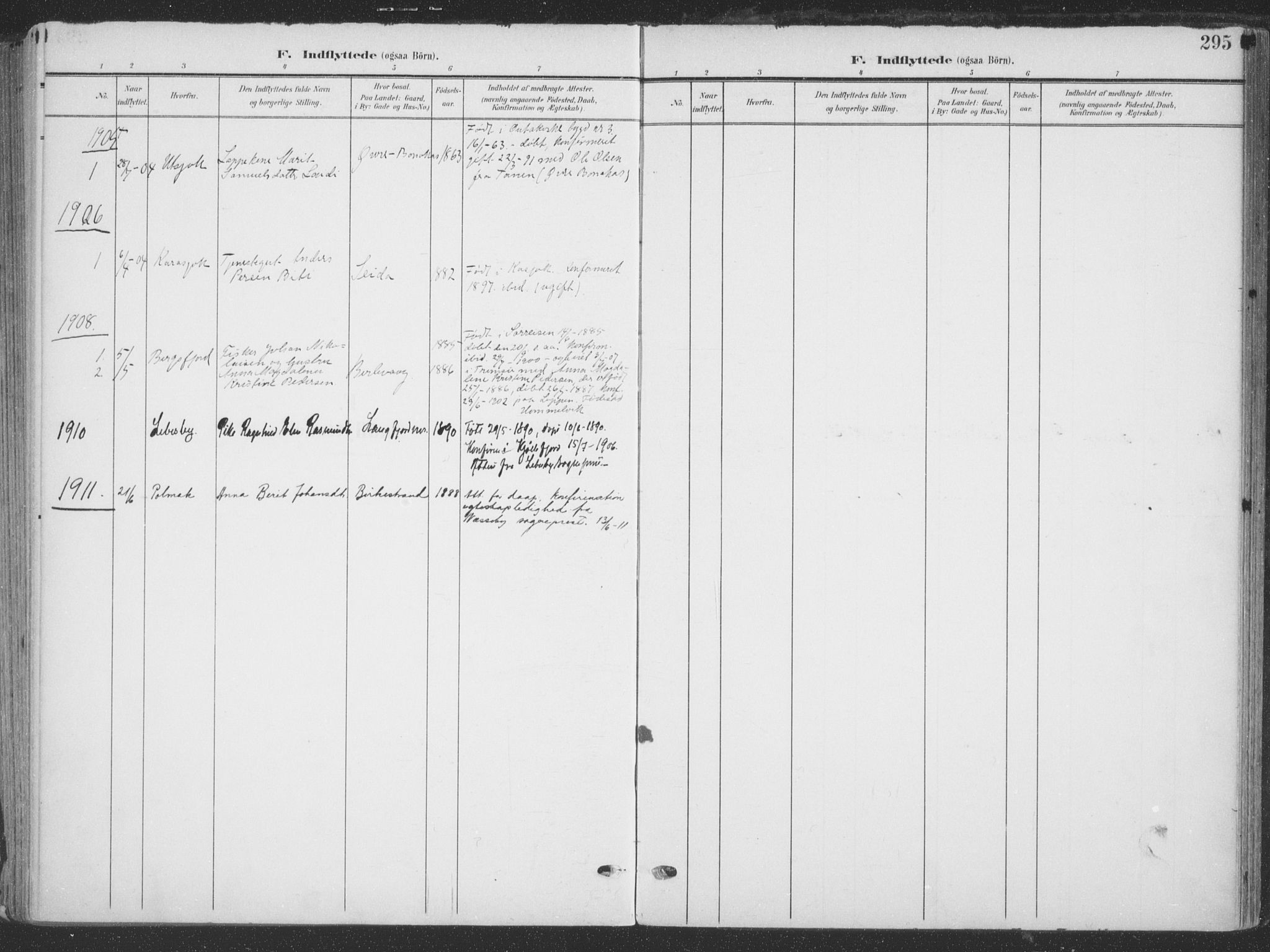 Tana sokneprestkontor, AV/SATØ-S-1334/H/Ha/L0007kirke: Parish register (official) no. 7, 1904-1918, p. 295