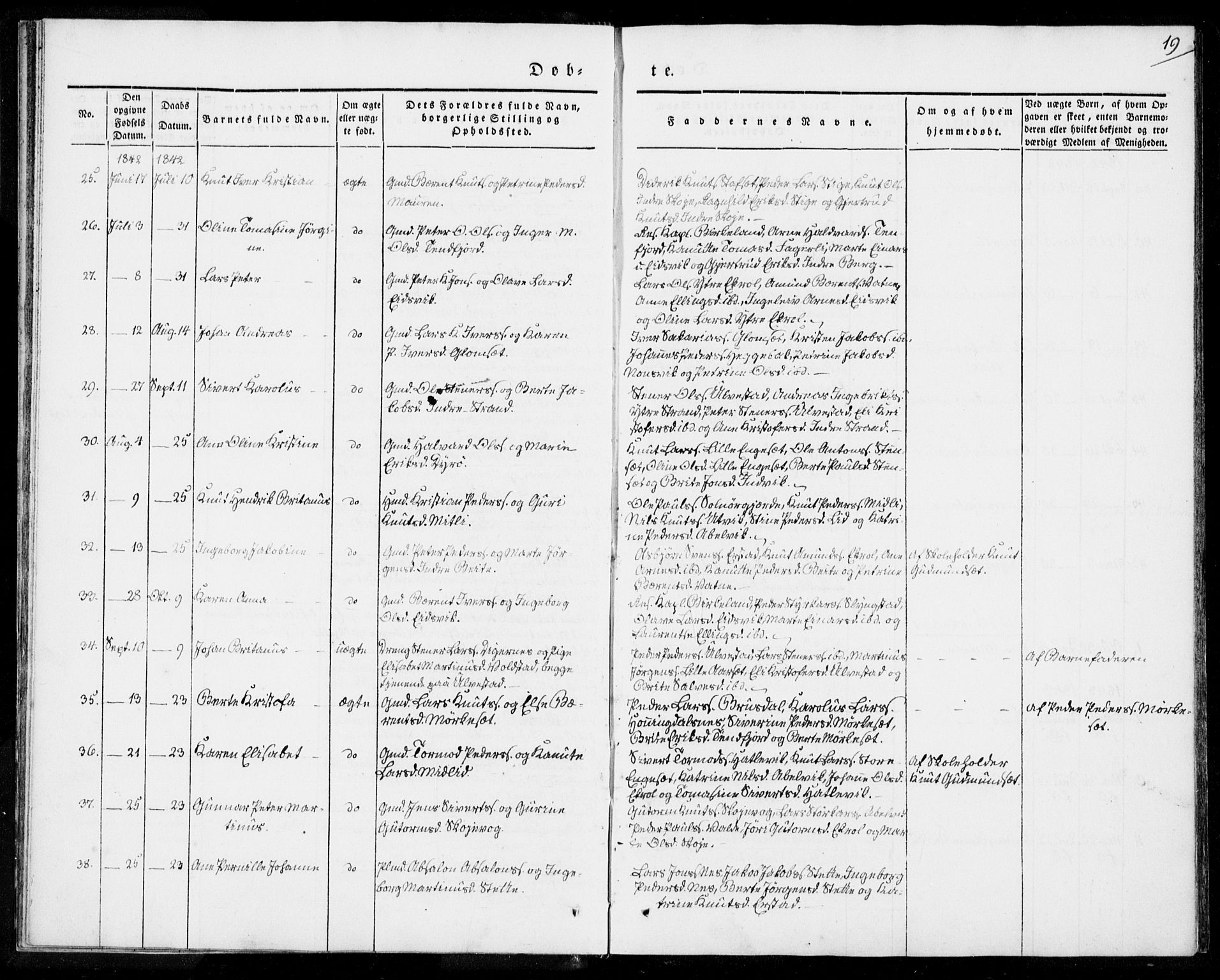 Ministerialprotokoller, klokkerbøker og fødselsregistre - Møre og Romsdal, AV/SAT-A-1454/524/L0352: Parish register (official) no. 524A04, 1838-1847, p. 19