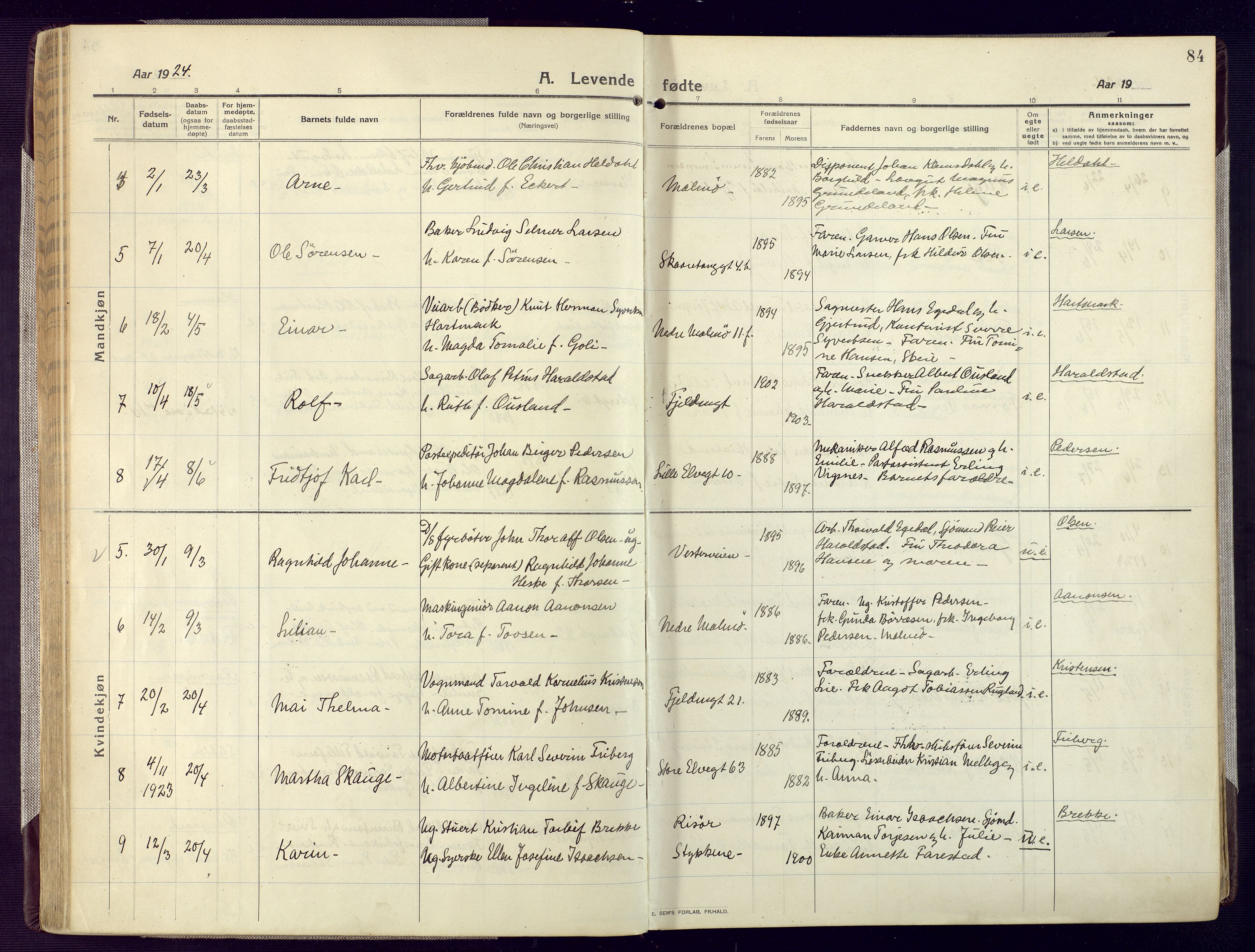 Mandal sokneprestkontor, AV/SAK-1111-0030/F/Fa/Fac/L0001: Parish register (official) no. A 1, 1913-1925, p. 84