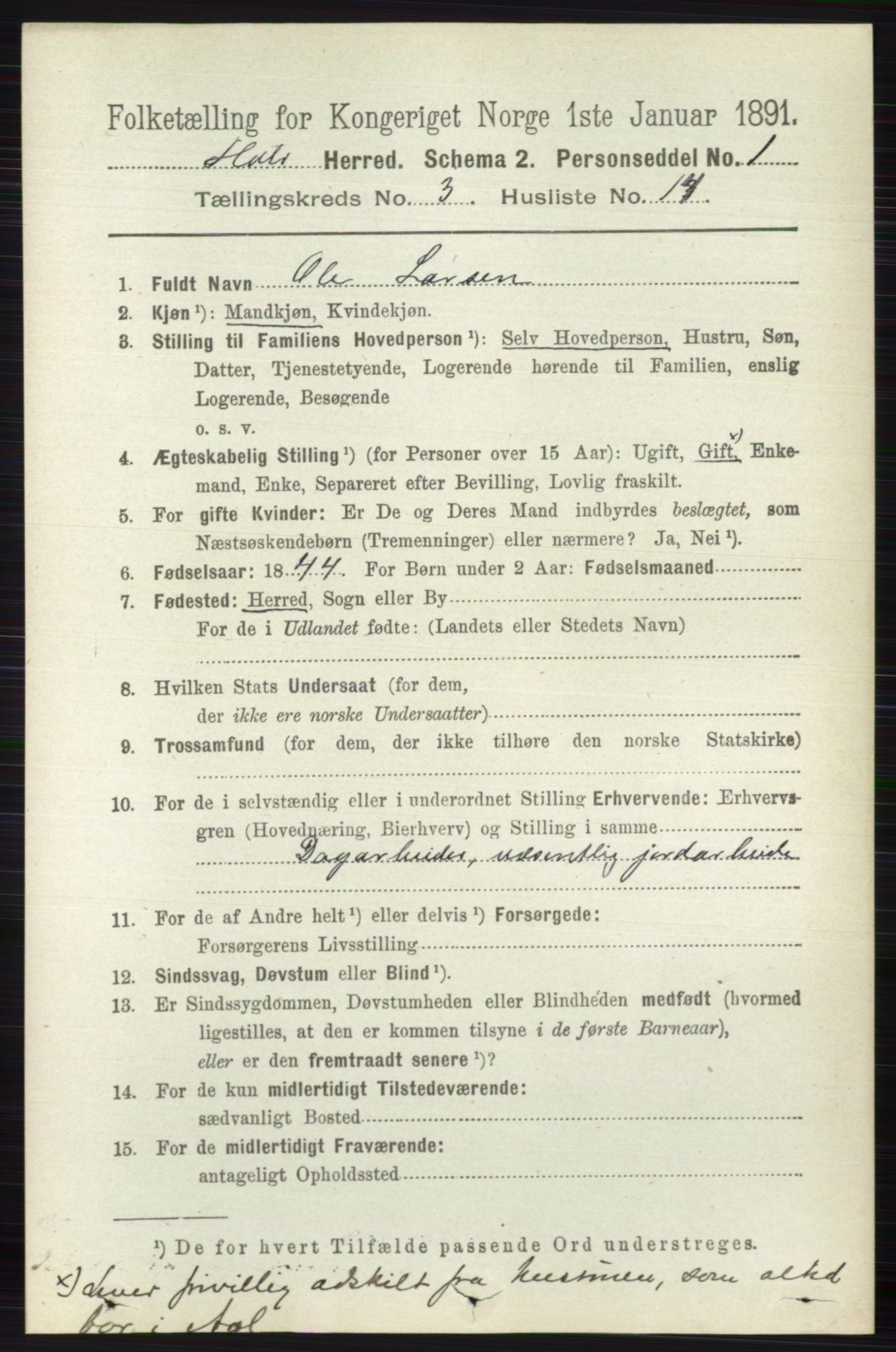 RA, 1891 census for 0620 Hol, 1891, p. 822