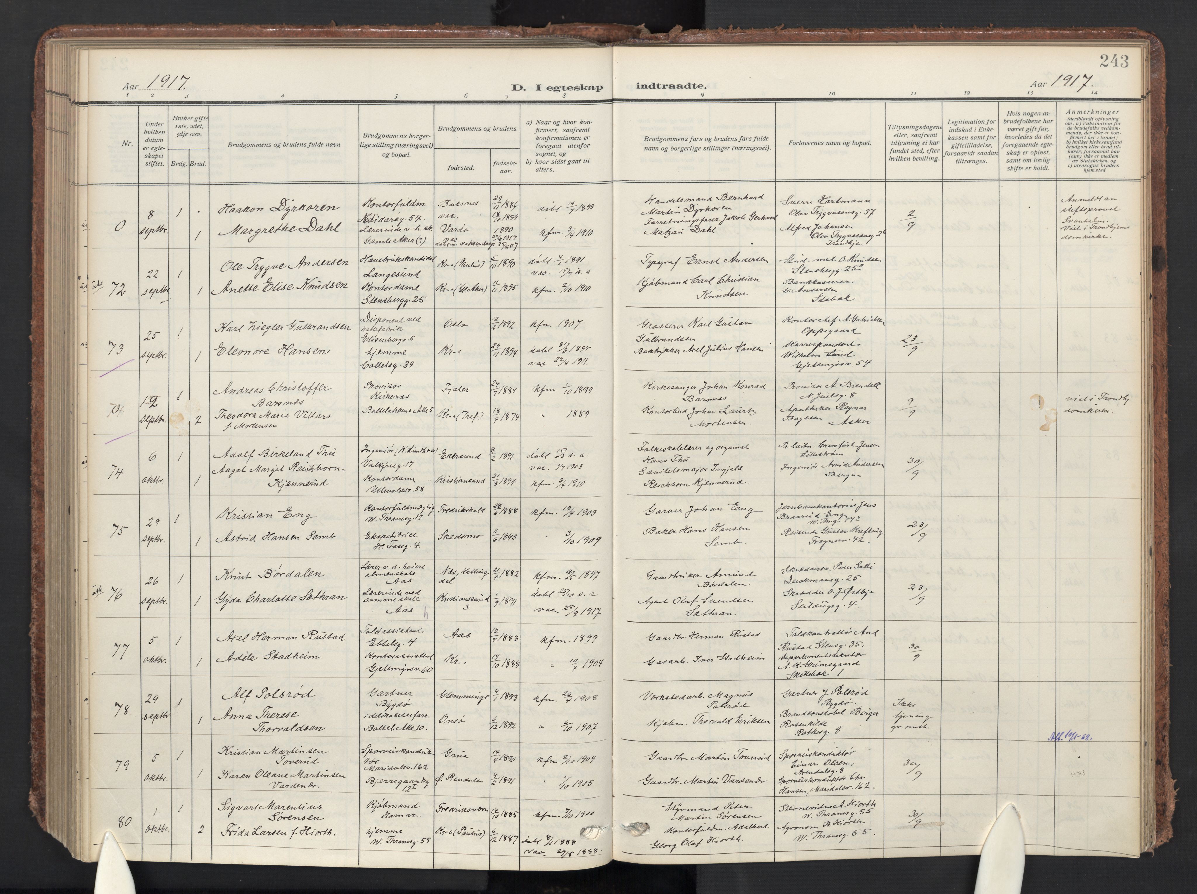 Gamle Aker prestekontor Kirkebøker, AV/SAO-A-10617a/F/L0015: Parish register (official) no. 15, 1911-1924, p. 243