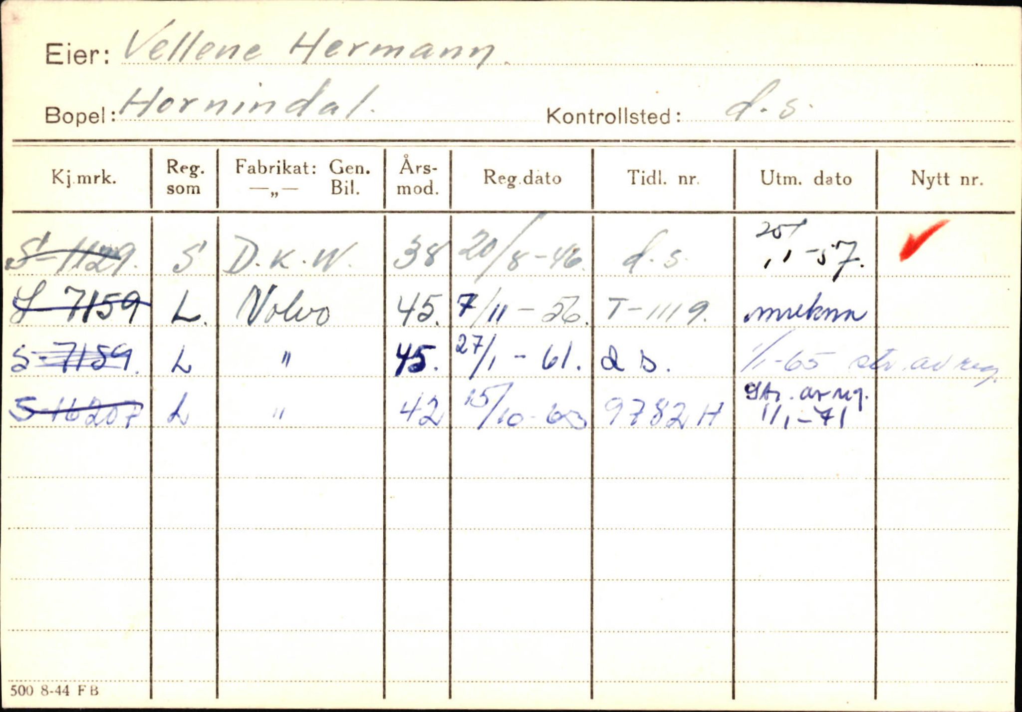 Statens vegvesen, Sogn og Fjordane vegkontor, AV/SAB-A-5301/4/F/L0131: Eigarregister Høyanger P-Å. Stryn S-Å, 1945-1975, p. 2152