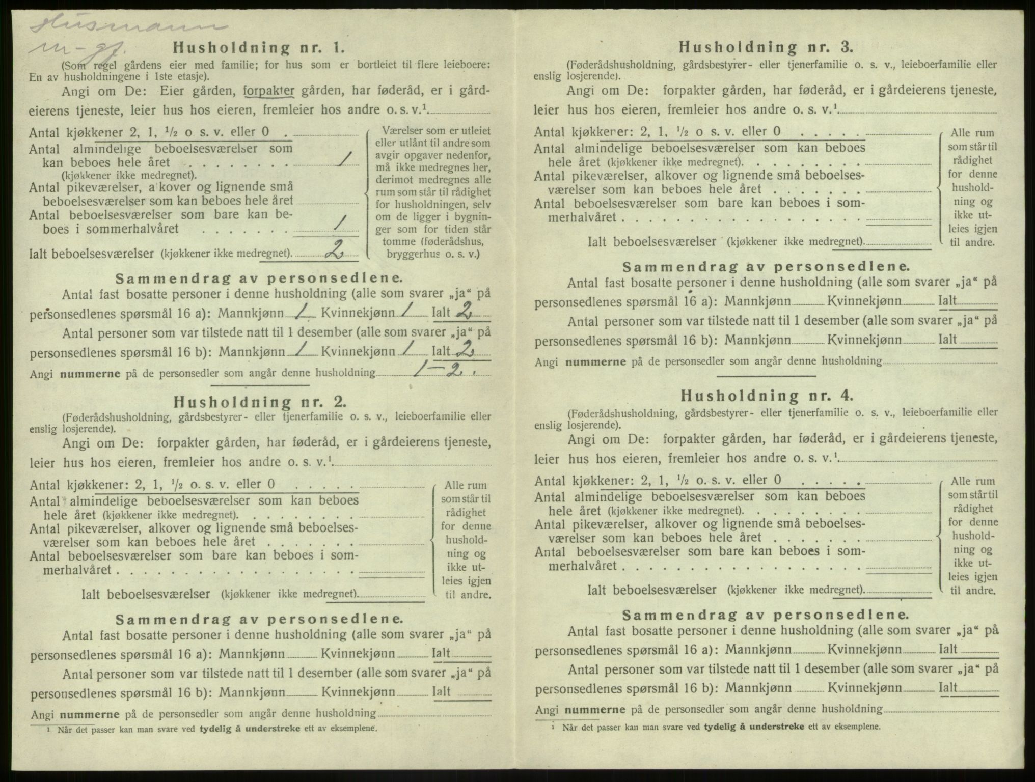 SAB, 1920 census for Kinn, 1920, p. 1398