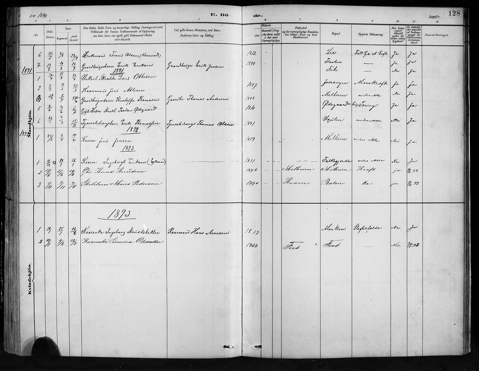 Jostedal sokneprestembete, SAB/A-80601/H/Hab/Habb/L0001: Parish register (copy) no. B 1, 1882-1921, p. 128