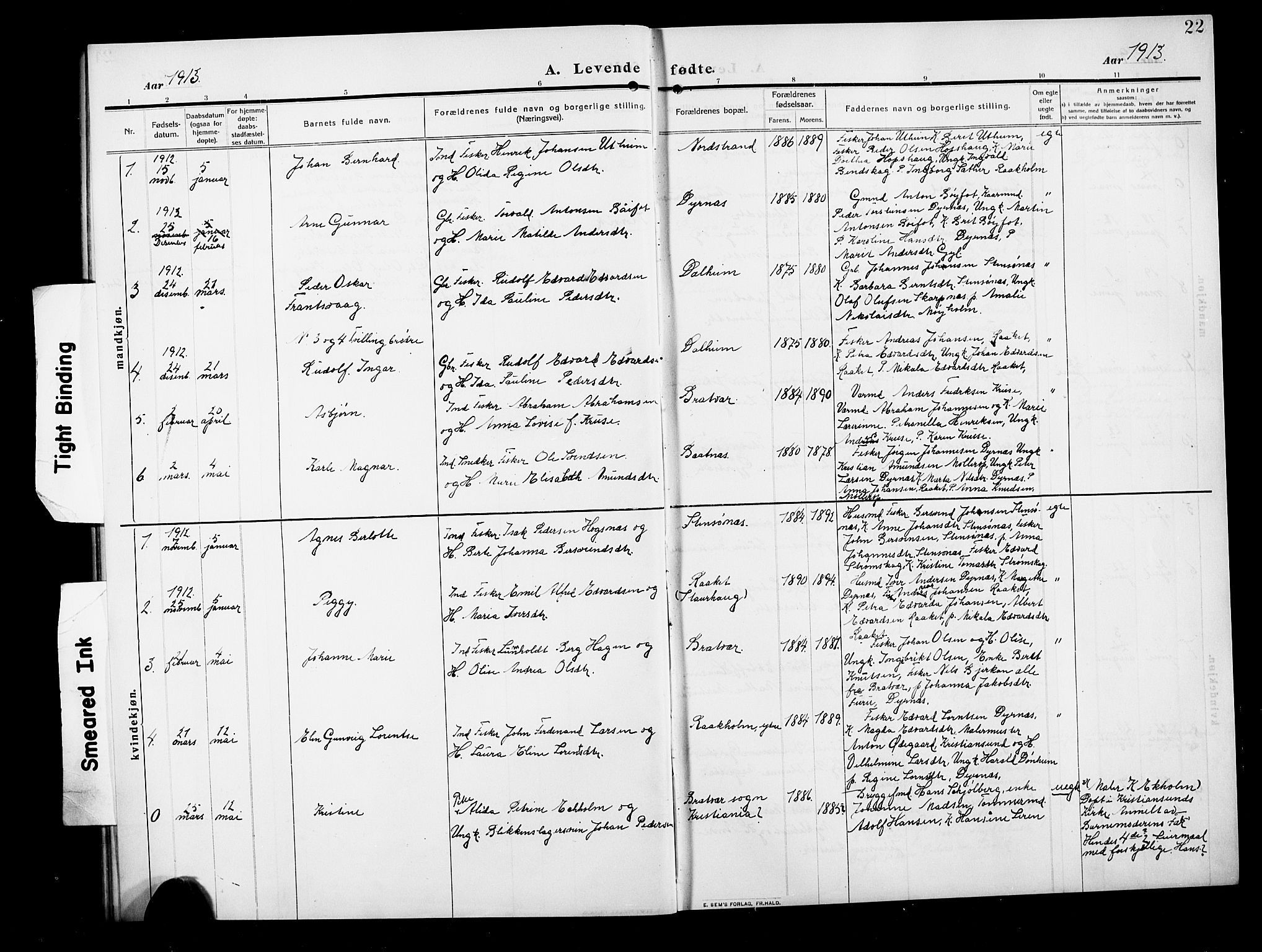 Ministerialprotokoller, klokkerbøker og fødselsregistre - Møre og Romsdal, AV/SAT-A-1454/582/L0949: Parish register (copy) no. 582C01, 1909-1925, p. 22