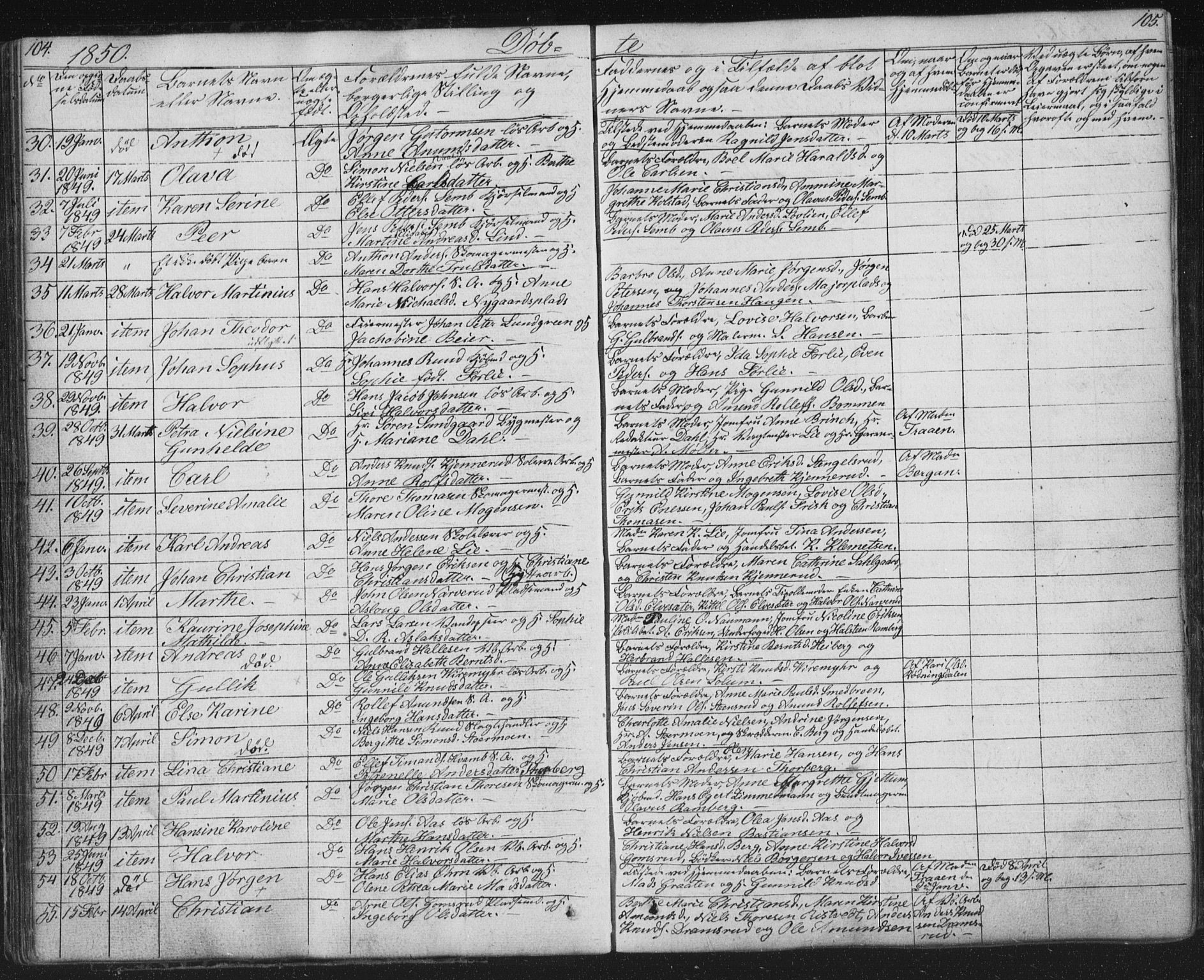 Kongsberg kirkebøker, AV/SAKO-A-22/G/Ga/L0002: Parish register (copy) no. 2, 1839-1858, p. 104-105