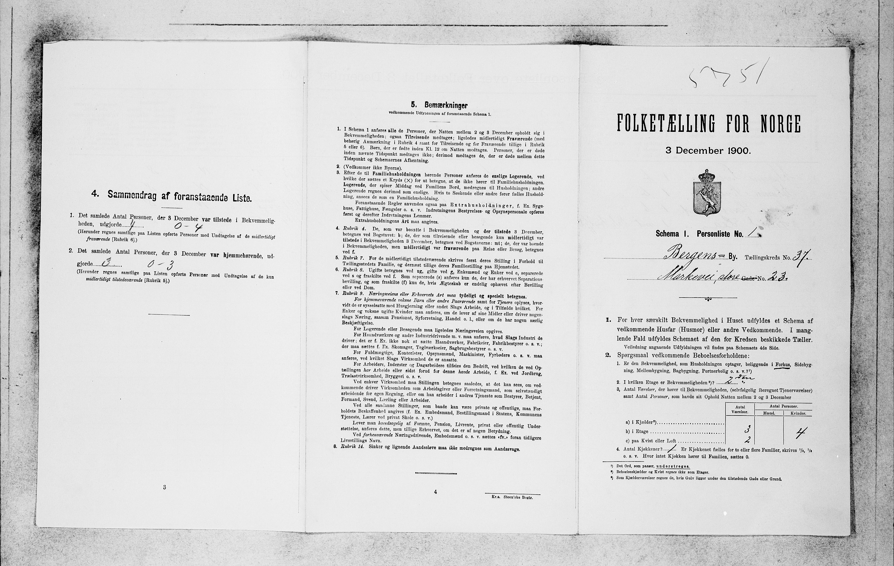 SAB, 1900 census for Bergen, 1900, p. 7217