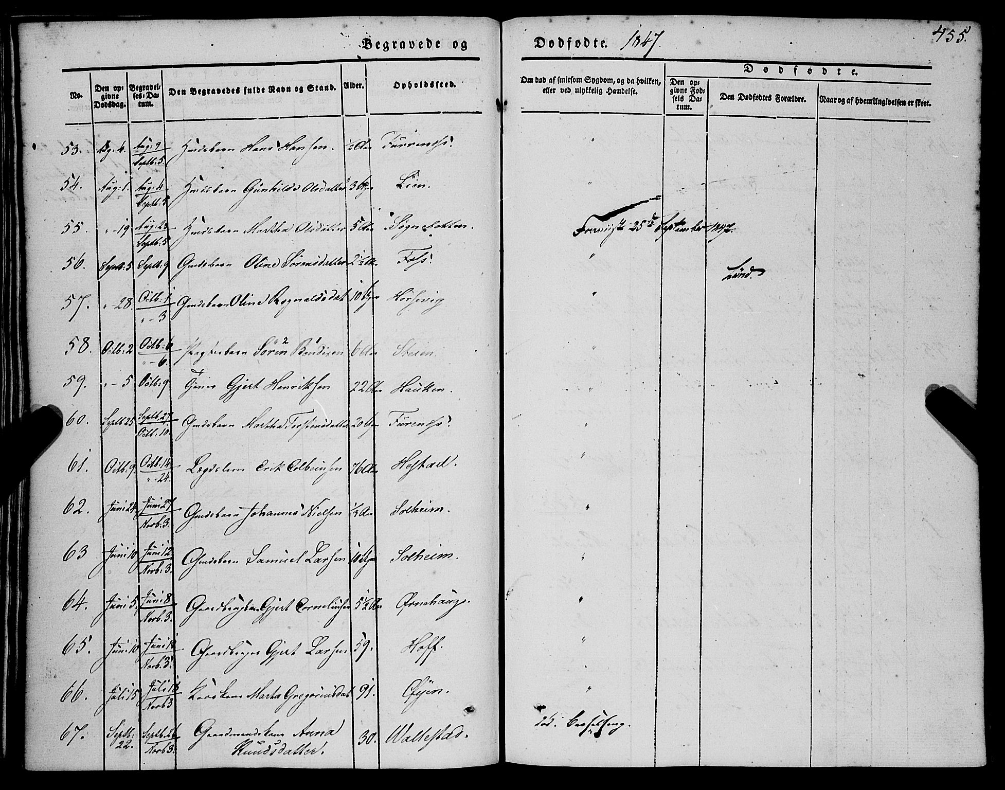 Gaular sokneprestembete, SAB/A-80001/H/Haa: Parish register (official) no. A 4II, 1841-1859, p. 455