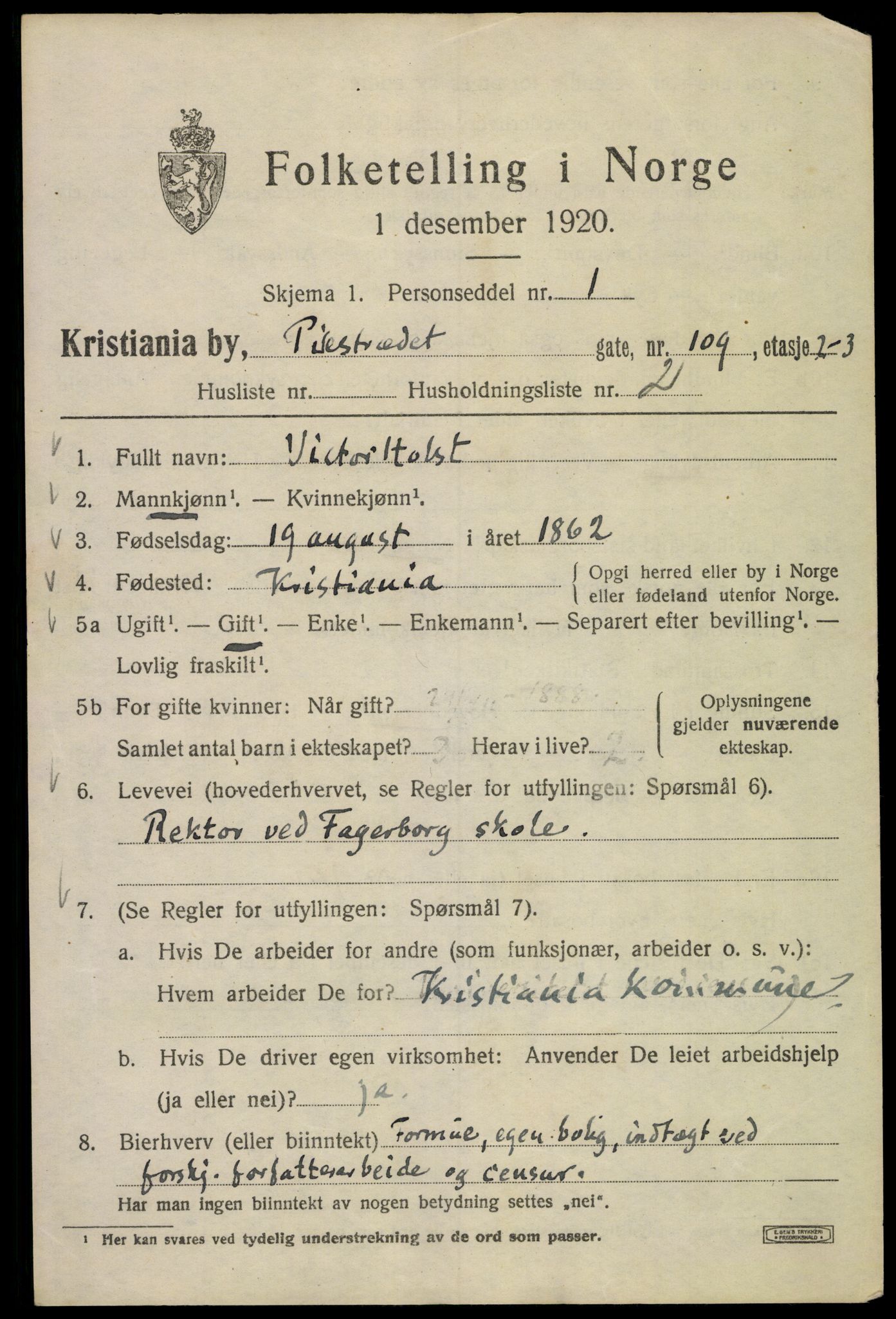 SAO, 1920 census for Kristiania, 1920, p. 453195