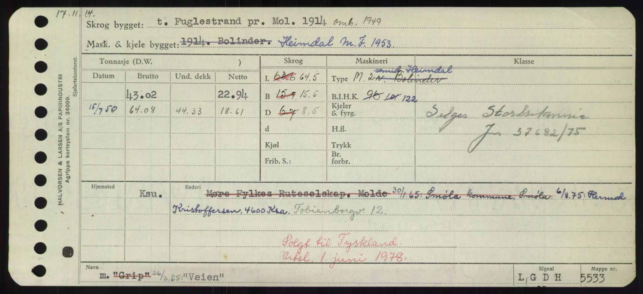 Sjøfartsdirektoratet med forløpere, Skipsmålingen, RA/S-1627/H/Hd/L0040: Fartøy, U-Ve, p. 569