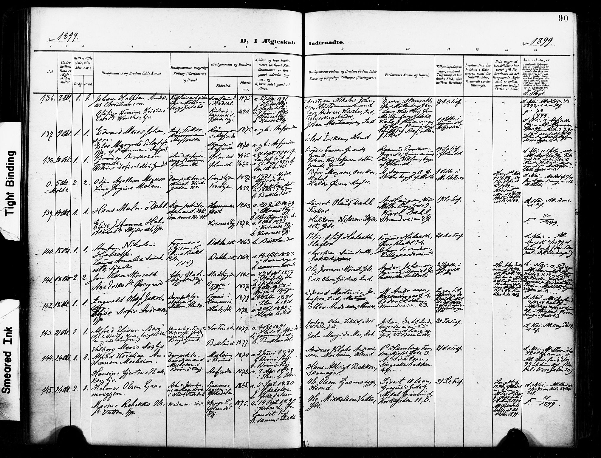 Ministerialprotokoller, klokkerbøker og fødselsregistre - Sør-Trøndelag, AV/SAT-A-1456/604/L0198: Parish register (official) no. 604A19, 1893-1900, p. 90