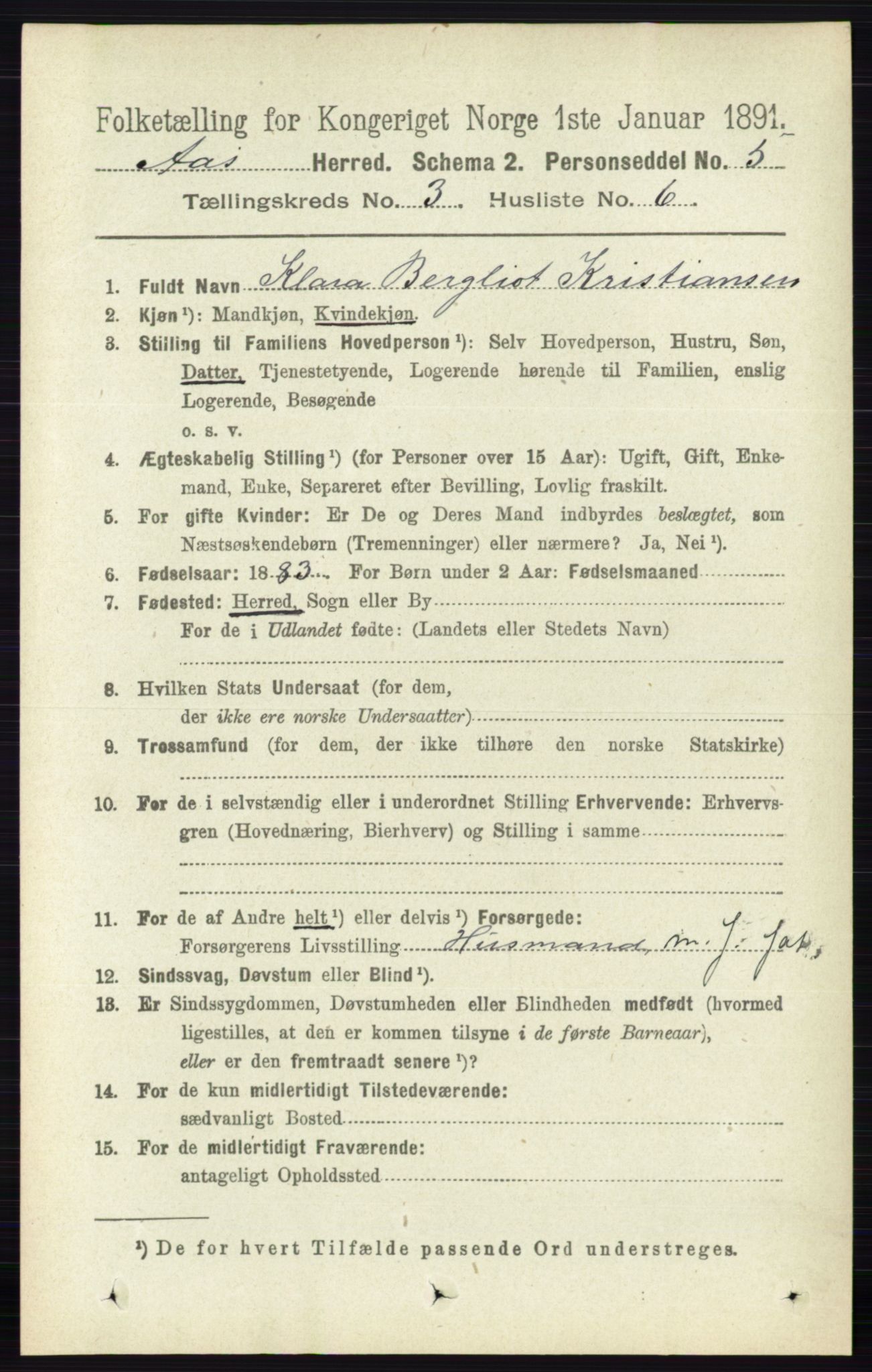 RA, 1891 census for 0214 Ås, 1891, p. 2166