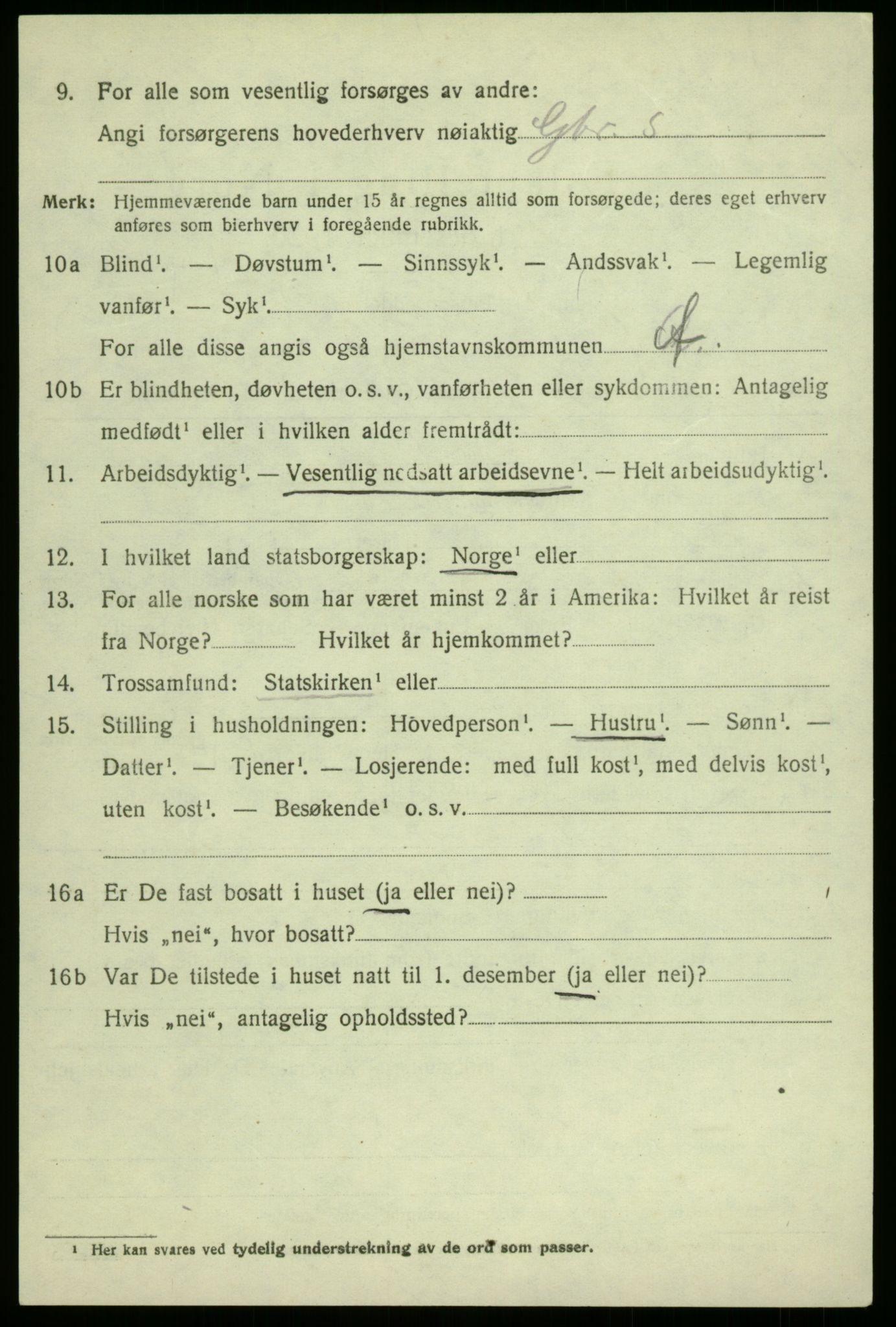 SAB, 1920 census for Aurland, 1920, p. 1917