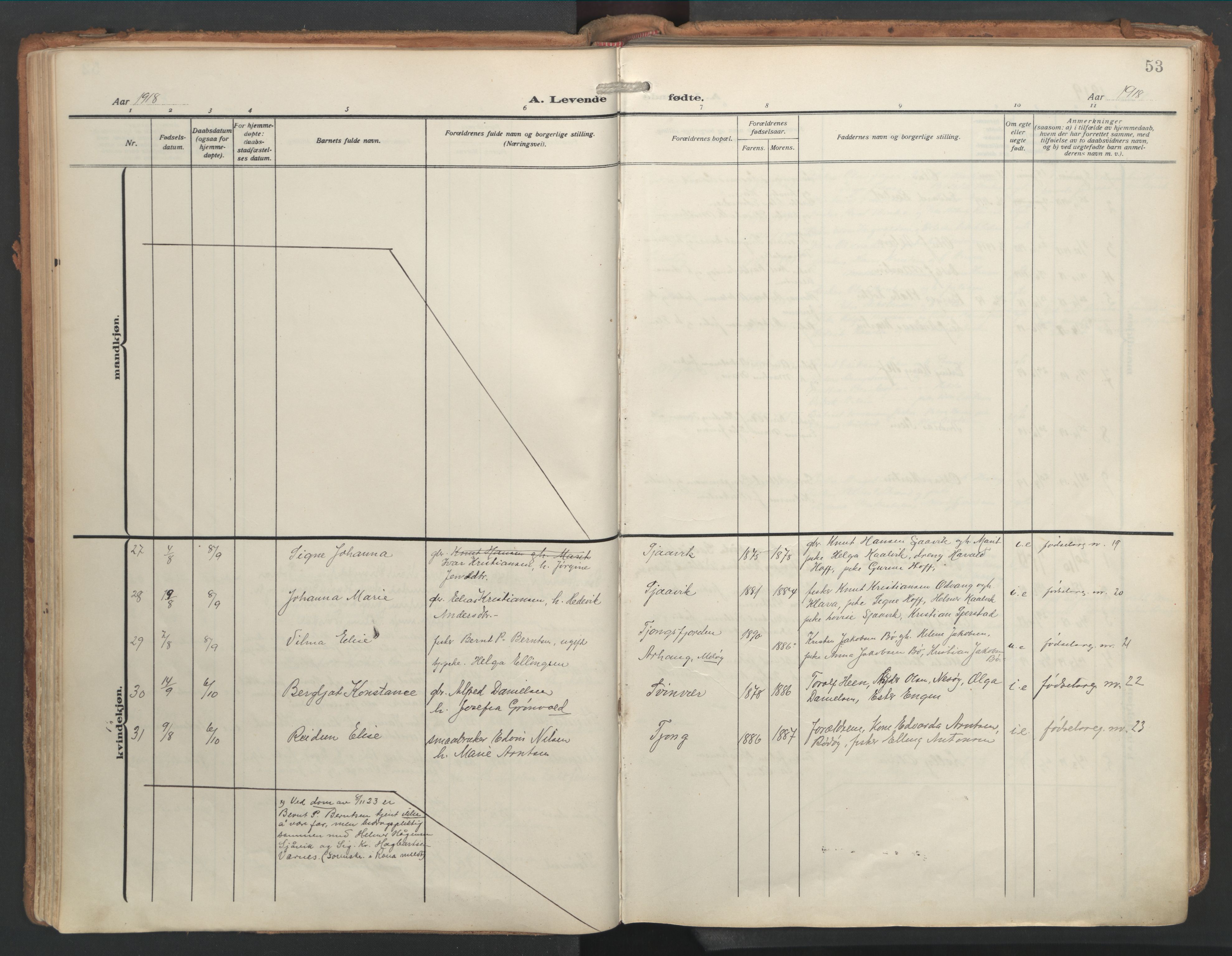 Ministerialprotokoller, klokkerbøker og fødselsregistre - Nordland, AV/SAT-A-1459/841/L0614: Parish register (official) no. 841A17, 1911-1925, p. 53