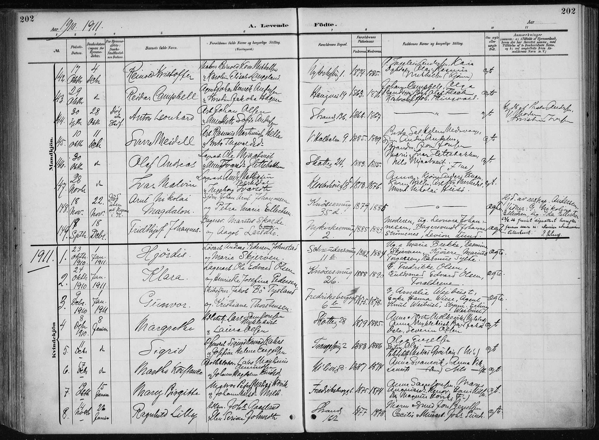 Nykirken Sokneprestembete, SAB/A-77101/H/Haa/L0019: Parish register (official) no. B 7, 1904-1916, p. 202