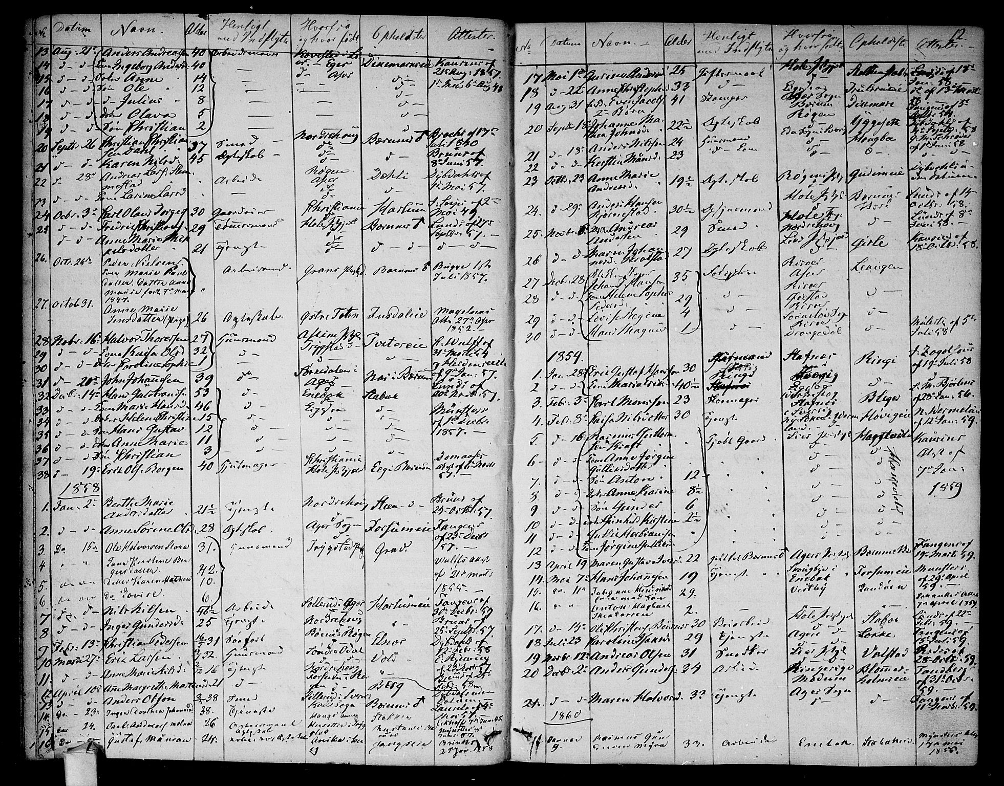 Asker prestekontor Kirkebøker, SAO/A-10256a/F/Fa/L0012: Parish register (official) no. I 12, 1825-1878, p. 12