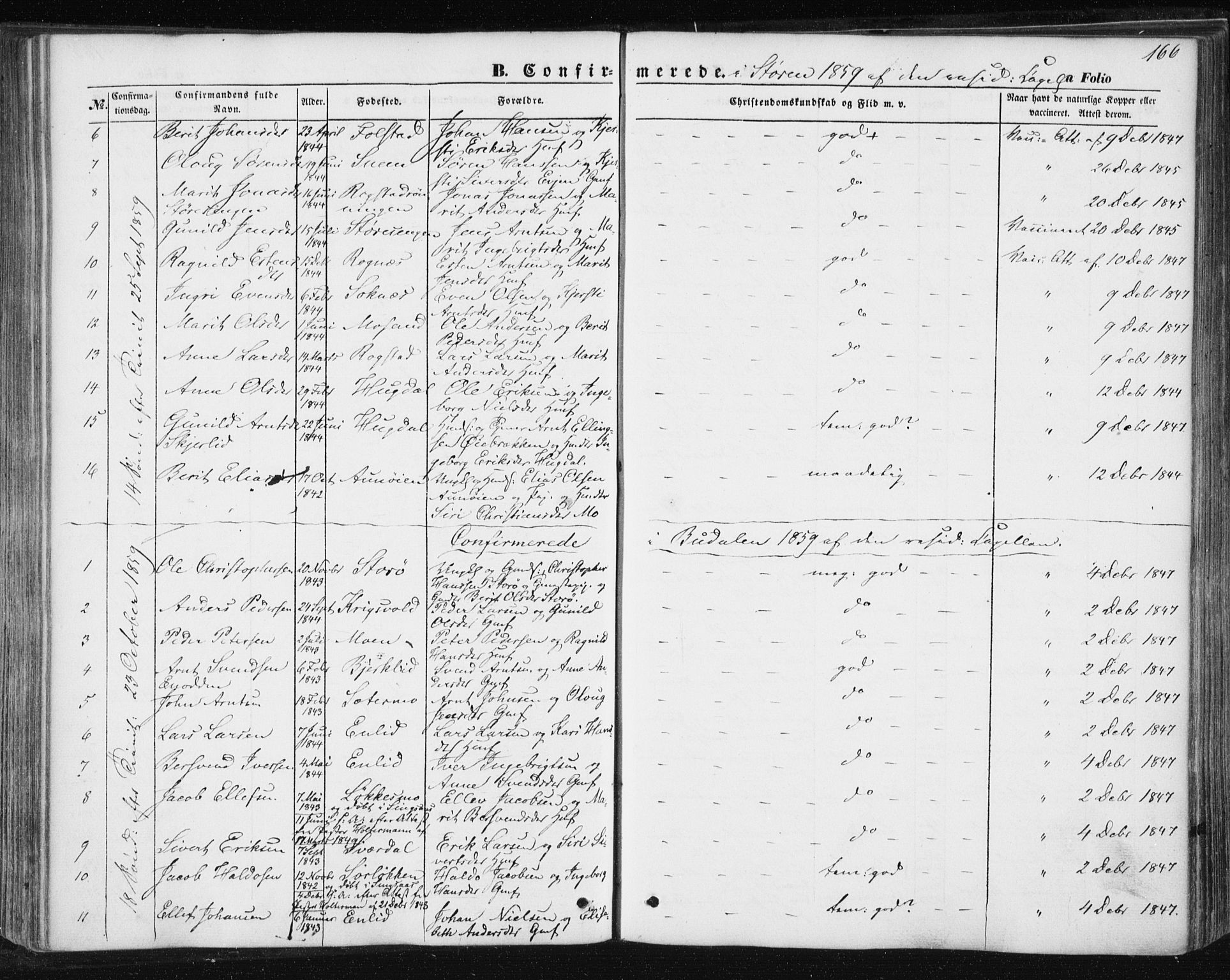 Ministerialprotokoller, klokkerbøker og fødselsregistre - Sør-Trøndelag, AV/SAT-A-1456/687/L1000: Parish register (official) no. 687A06, 1848-1869, p. 166