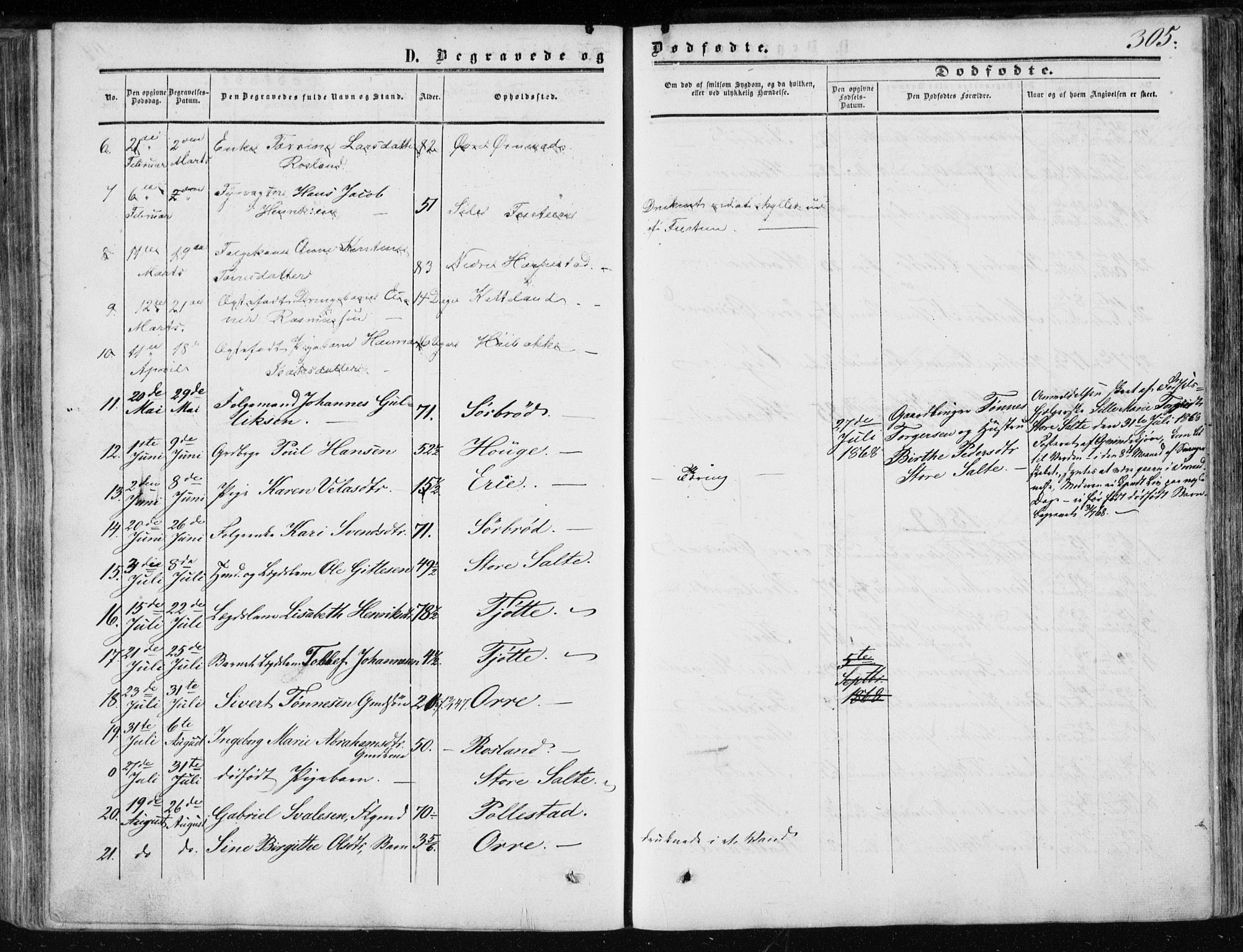 Klepp sokneprestkontor, AV/SAST-A-101803/001/3/30BA/L0005: Parish register (official) no. A 5, 1853-1870, p. 305