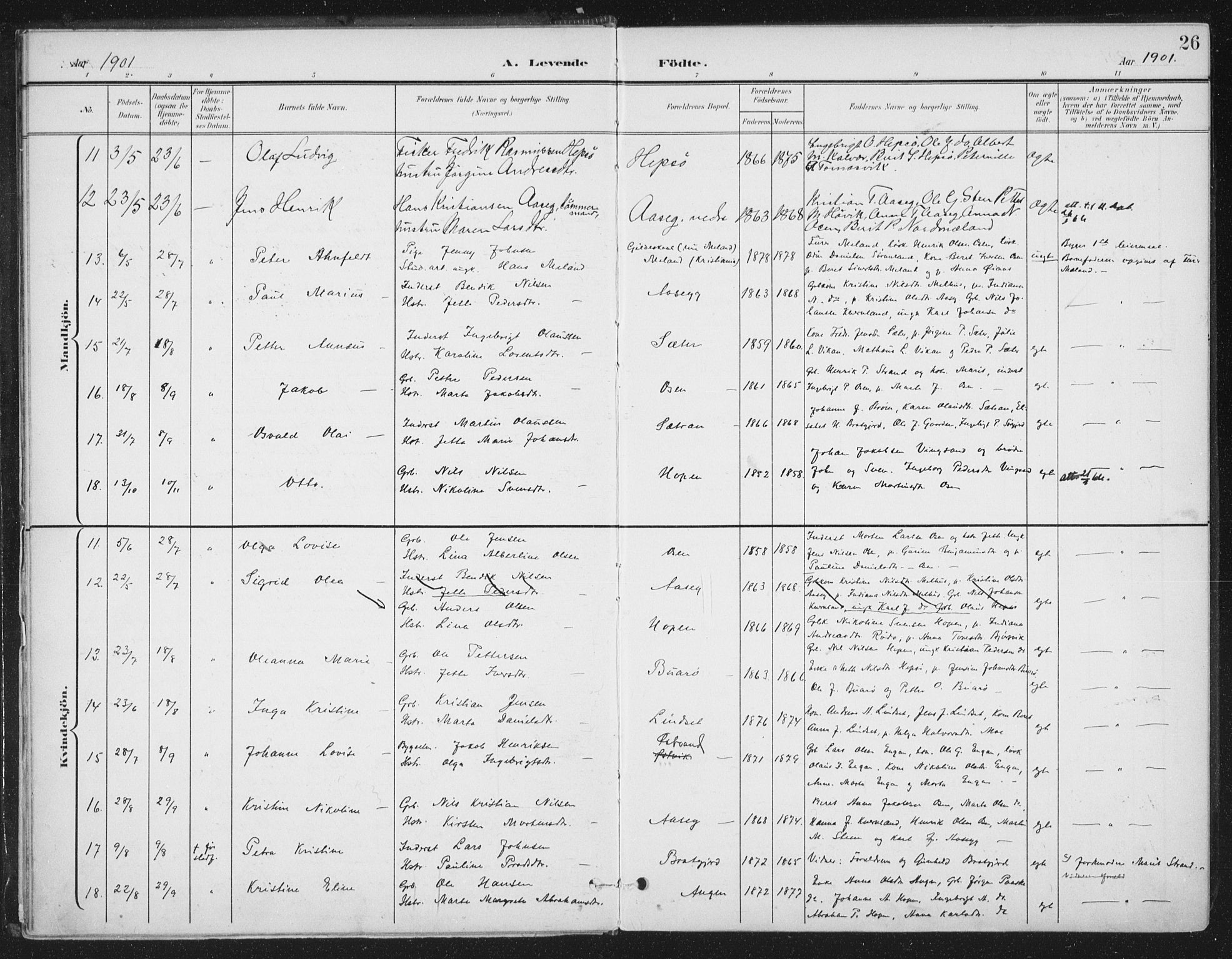 Ministerialprotokoller, klokkerbøker og fødselsregistre - Sør-Trøndelag, SAT/A-1456/658/L0723: Parish register (official) no. 658A02, 1897-1912, p. 26