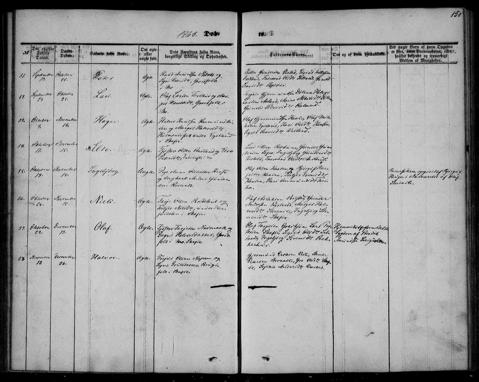 Mo kirkebøker, SAKO/A-286/F/Fa/L0005: Parish register (official) no. I 5, 1844-1864, p. 150