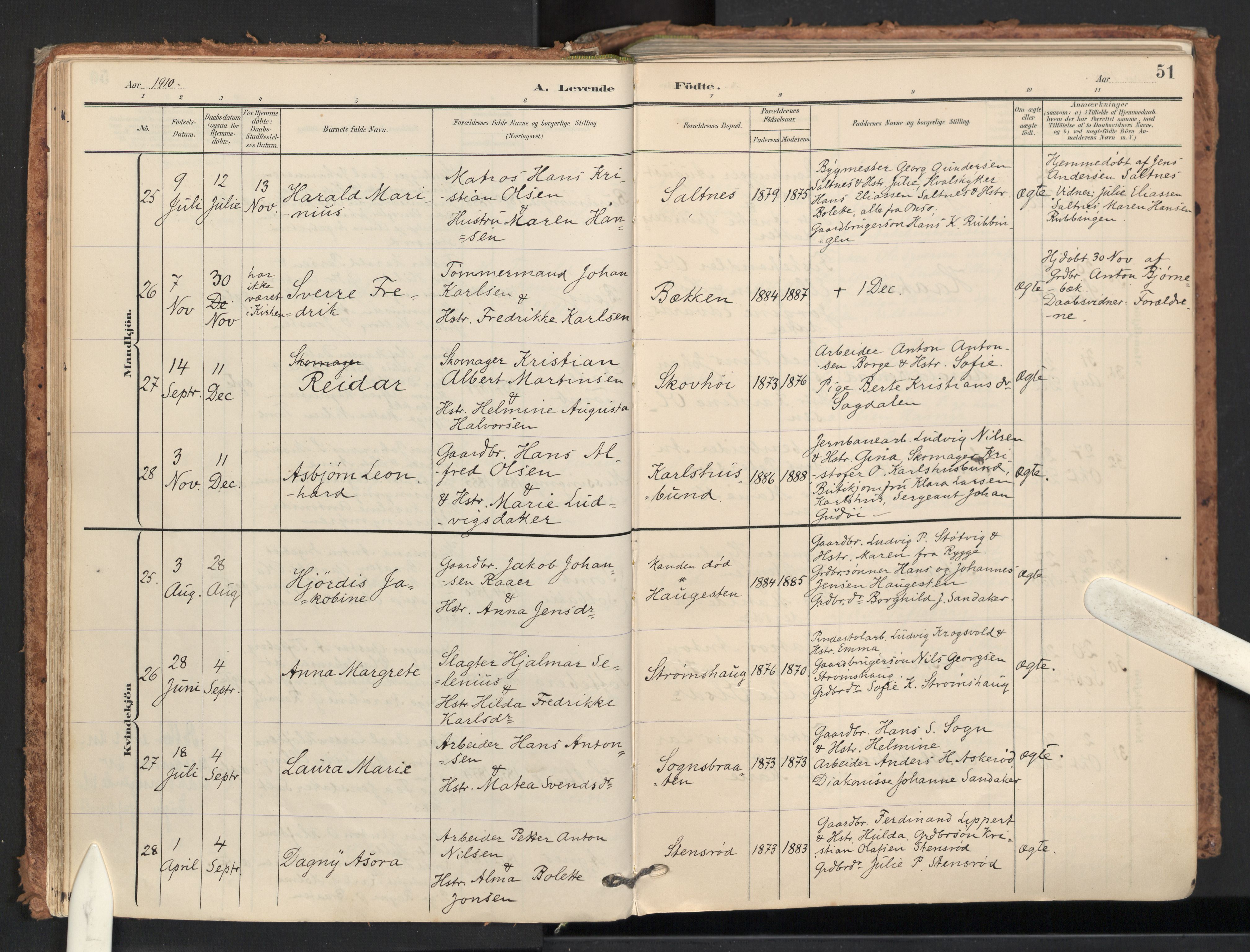 Råde prestekontor kirkebøker, AV/SAO-A-2009/F/Fa/L0008: Parish register (official) no. 8, 1903-1924, p. 51