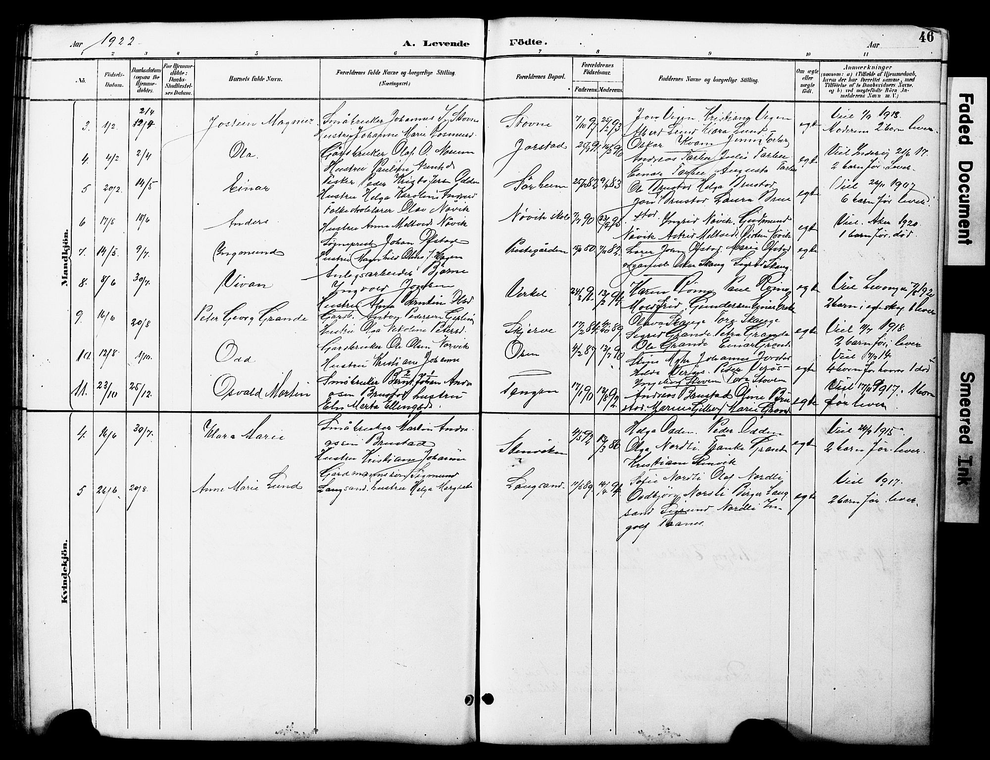 Ministerialprotokoller, klokkerbøker og fødselsregistre - Nord-Trøndelag, SAT/A-1458/722/L0226: Parish register (copy) no. 722C02, 1889-1927, p. 46