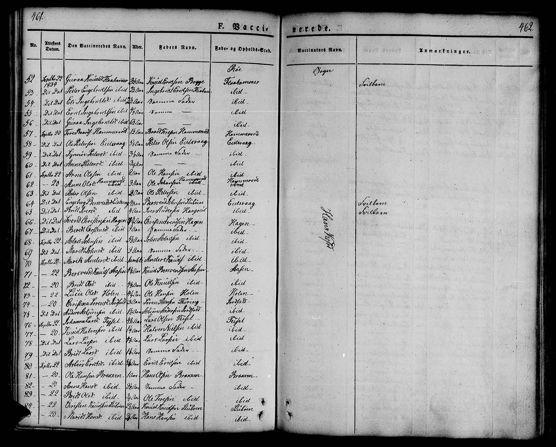 Ministerialprotokoller, klokkerbøker og fødselsregistre - Møre og Romsdal, AV/SAT-A-1454/551/L0624: Parish register (official) no. 551A04, 1831-1845, p. 461-462