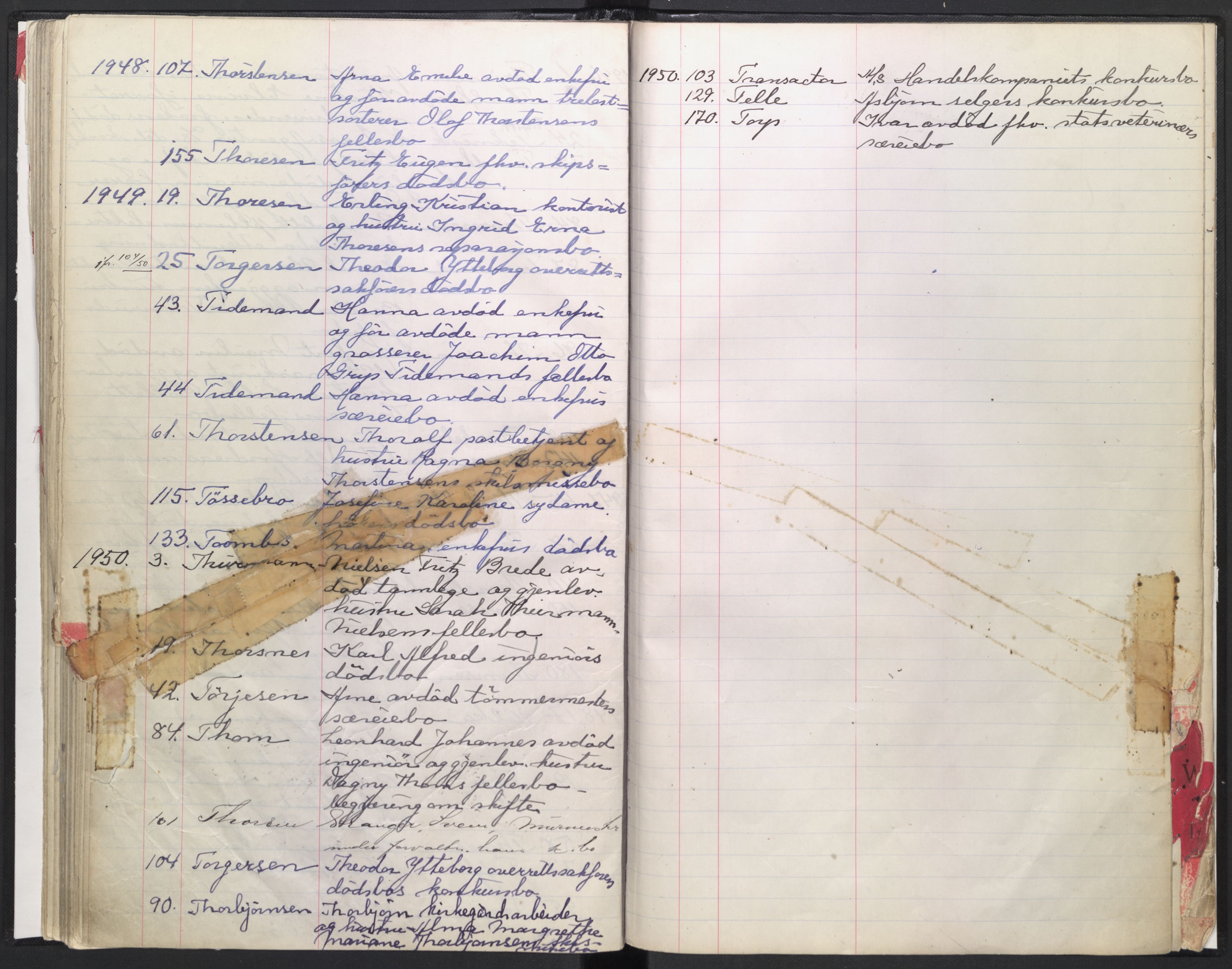 Oslo skifterett, AV/SAO-A-10383/F/Fb/Fba/Fbab/L0005: Navneregister for sluttede bo - avd. I, 1946-1950