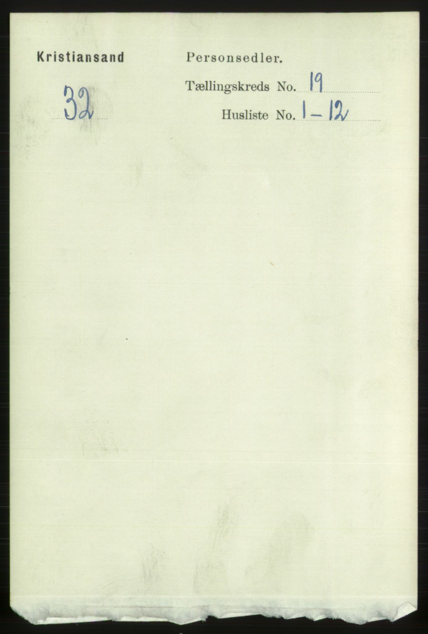 RA, 1891 census for 1001 Kristiansand, 1891, p. 7293