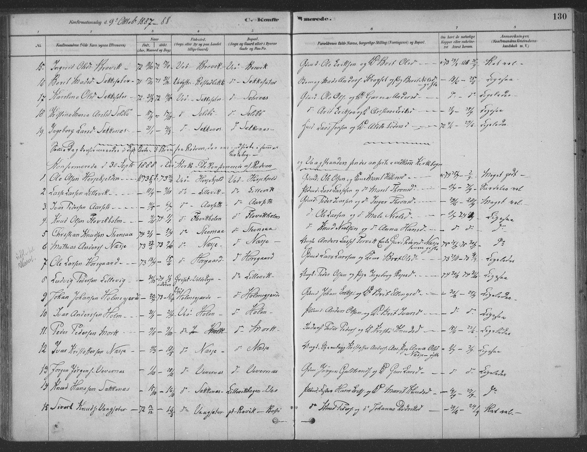 Ministerialprotokoller, klokkerbøker og fødselsregistre - Møre og Romsdal, SAT/A-1454/547/L0604: Parish register (official) no. 547A06, 1878-1906, p. 130