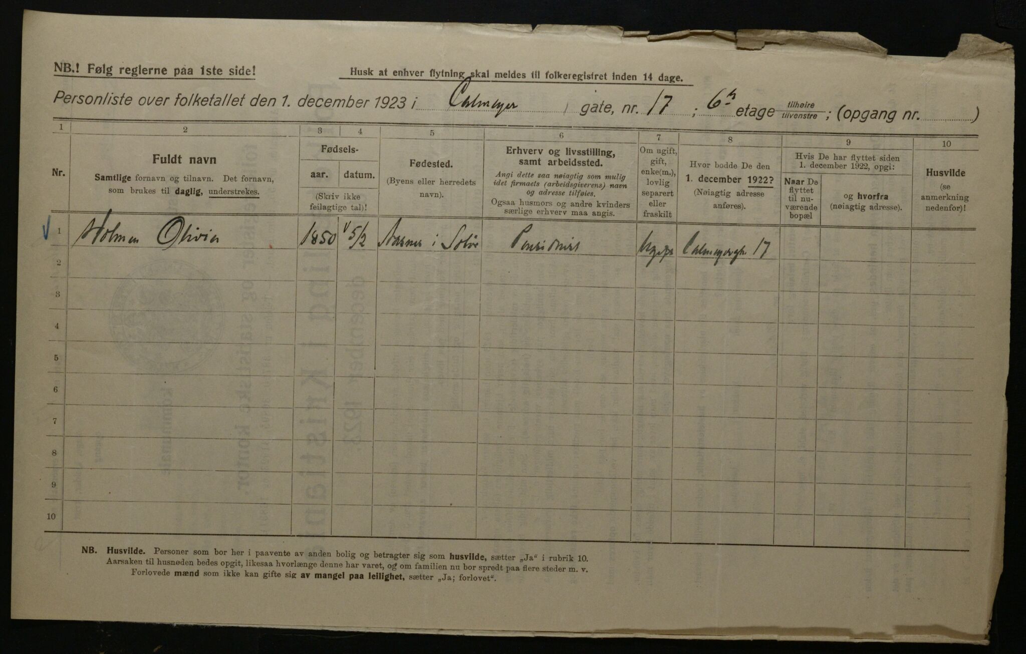 OBA, Municipal Census 1923 for Kristiania, 1923, p. 12764